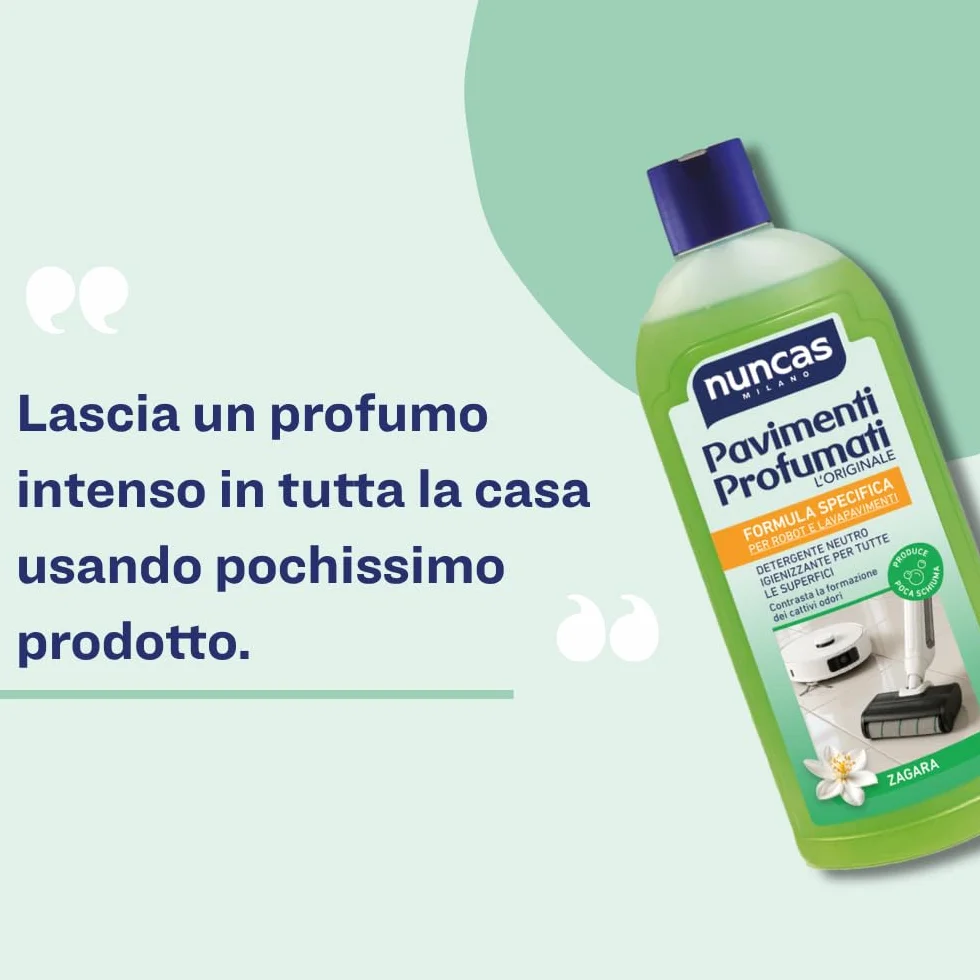 Nuncas Detergente Pavimenti Zagara 3 x 500 ml Multipack per Robot e Lavapavimenti