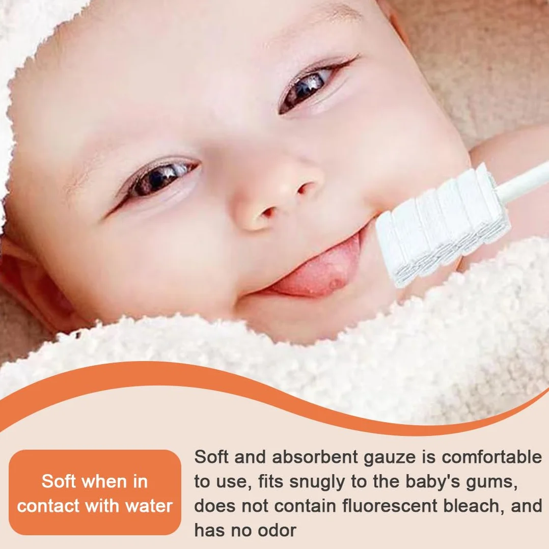 30PCS Baby Lingua Cleaner, Baby Mouth Cleaner Neonato Lingua Cleaning, Usa e Getta, Garza Gomma Cura Dentale per Bambini 0-36 Mesi
