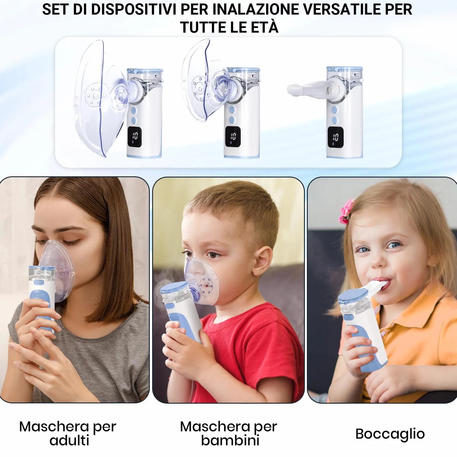 Aerosol Portatile Silenzioso HITHINKMED, Macchina Aerosol Ultrasuoni Ricaricabile USB-C con Display Digitale e Funzione di Pulizia Automatica Inalatore