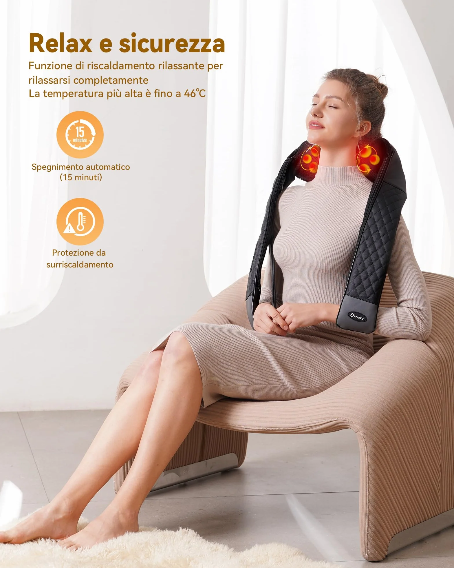 KNQZE® Massaggiatore cervicale, 2026 Shiatsu 4D massaggiatore schiena e collo, Massaggio collo 4D con impastamento del tessuto profondo, Alleviare la fatica, Regalo donna uomo mamma