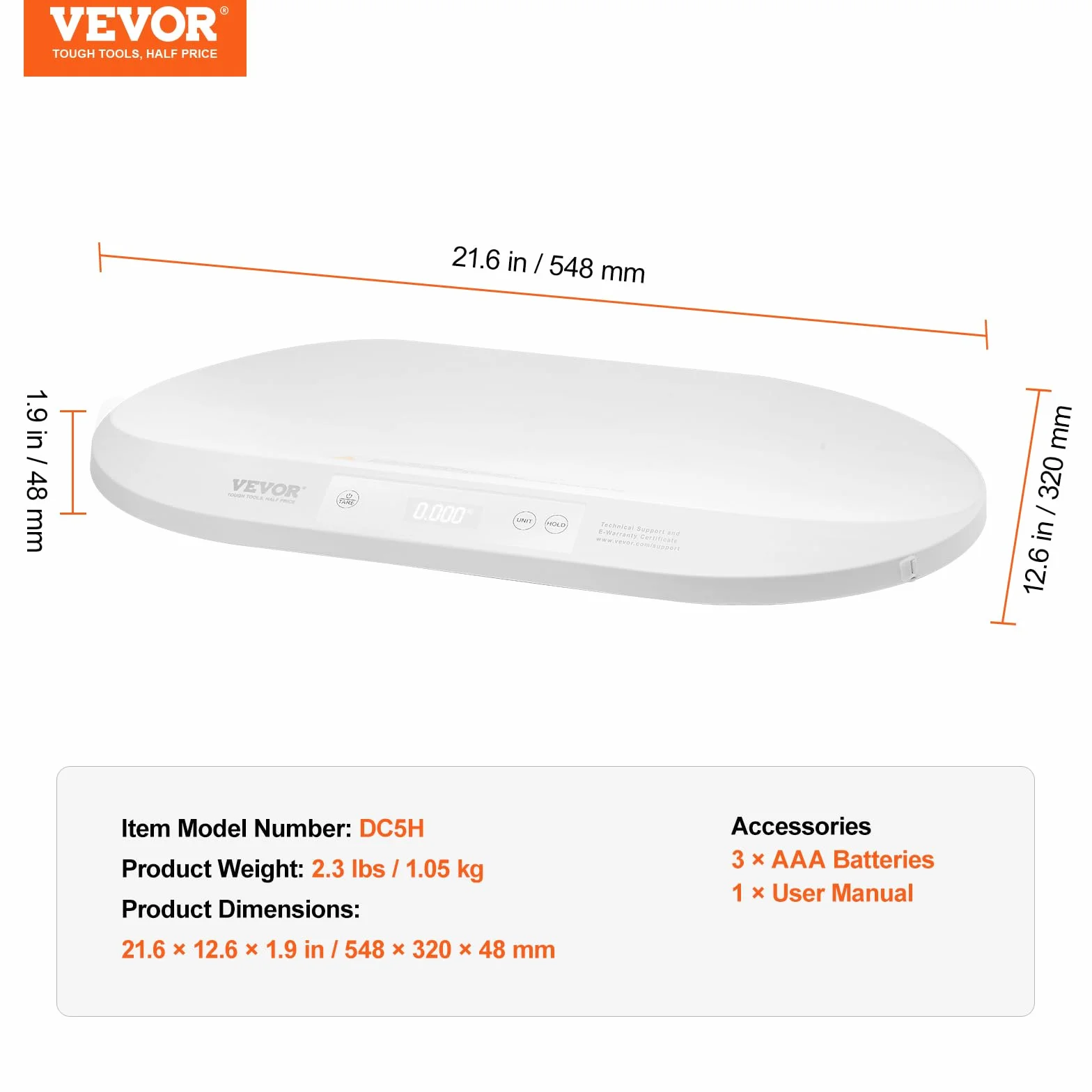VEVOR Bilancia Intelligente Bluetooth per Neonati con Metro a Nastro, Capacità 40 kg