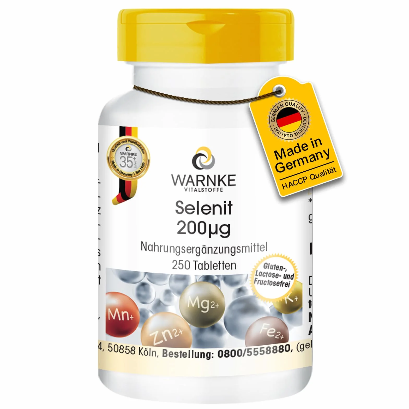 Selenite 200μg - 250 compresse - 200μg di selenio per compressa - Selenito di sodio - ALTO DOSAGGIO - Qualità farmaceutica tedesca - Vegano | Warnke Vitalstoffe