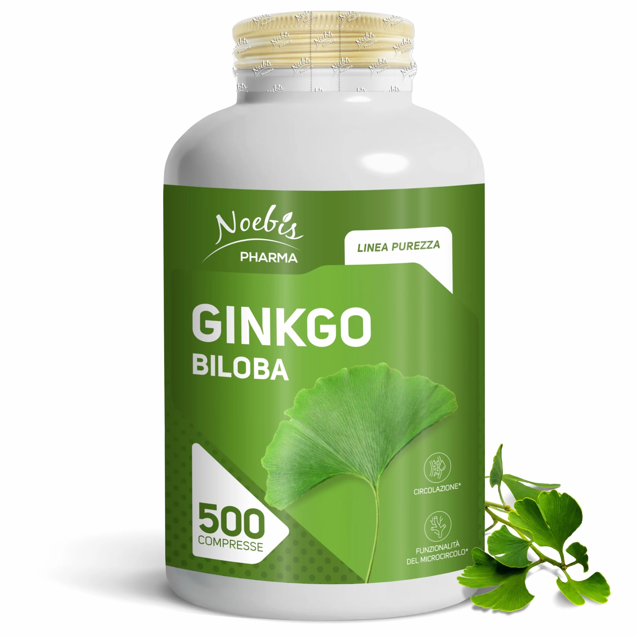 Ginkgo Biloba Noebis Pharma - Estratto Secco di Foglie - 500 Compresse - Microcircolo e Circolazione