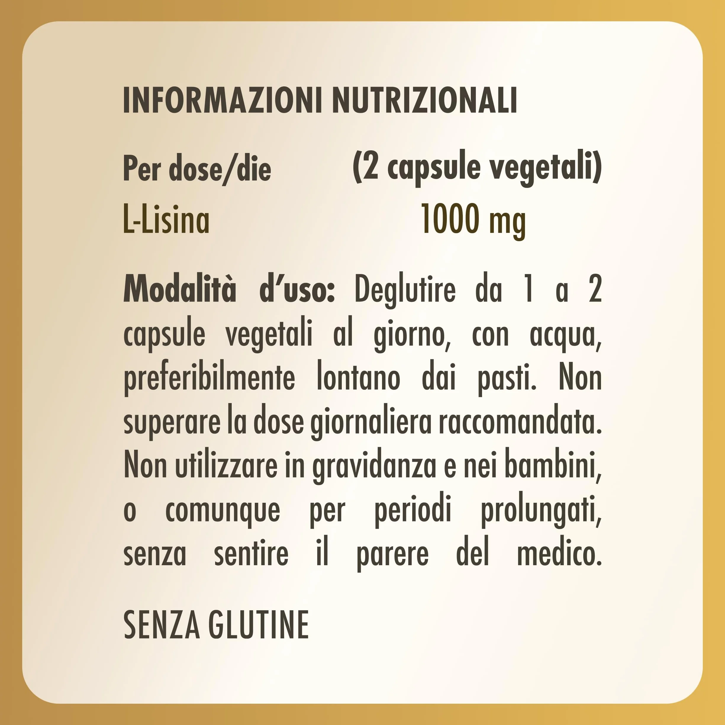 Solgar LISINA SIMPLEX, 50 capsule vegetali – L‑Lisina HCl – amminoacido essenziale