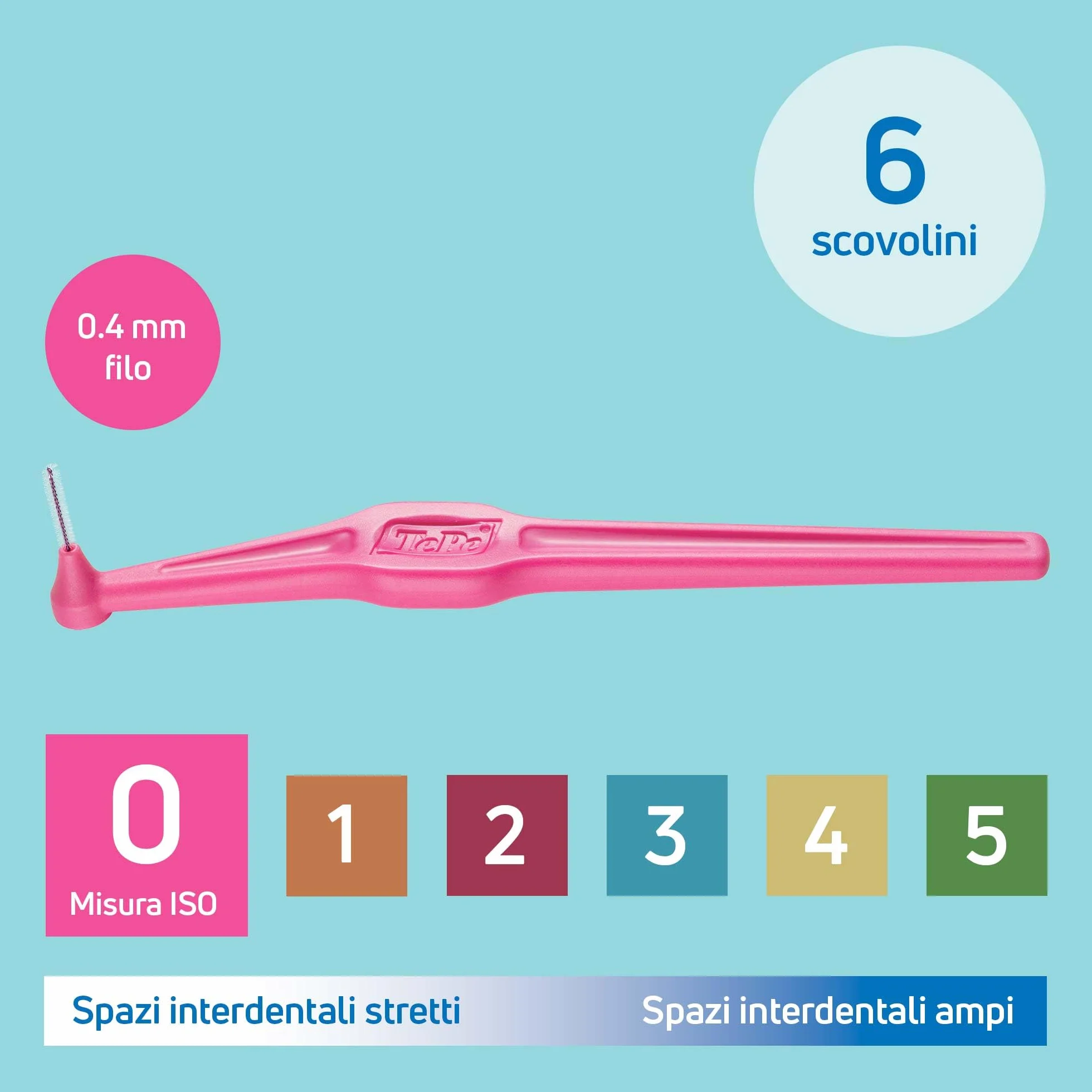 TePe Angle Scovolino Rosa 0.4mm ISO 0 6pz Pulizia Interdentale