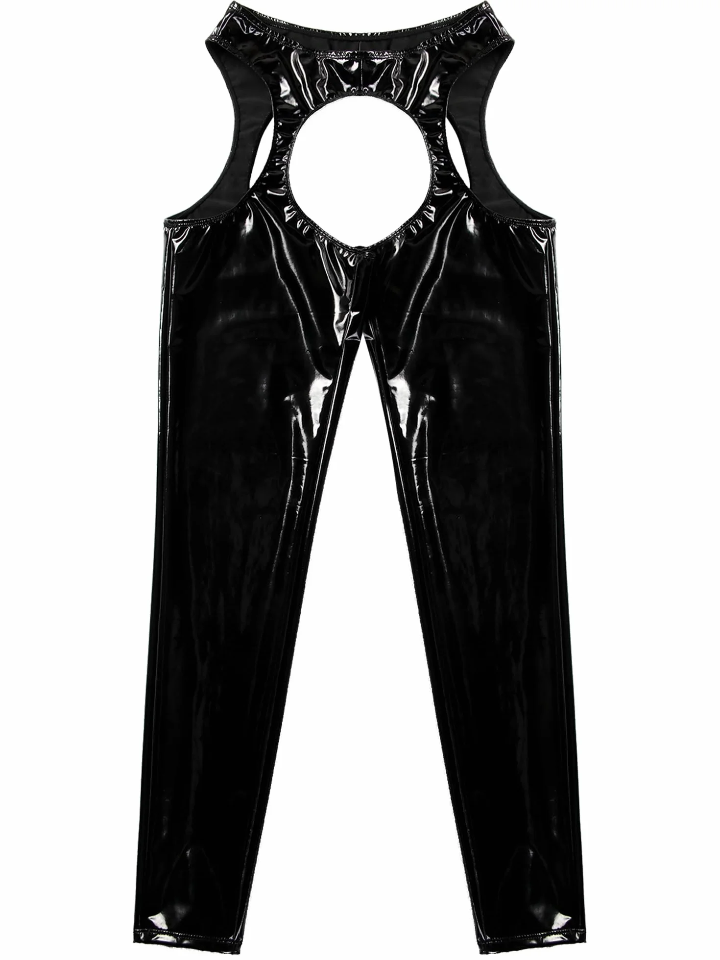Donna Vinile Collant Taglio Sospensore Coscia Alta Leggings Giarrettiera Cintura Pantaloni Skinny Trousers