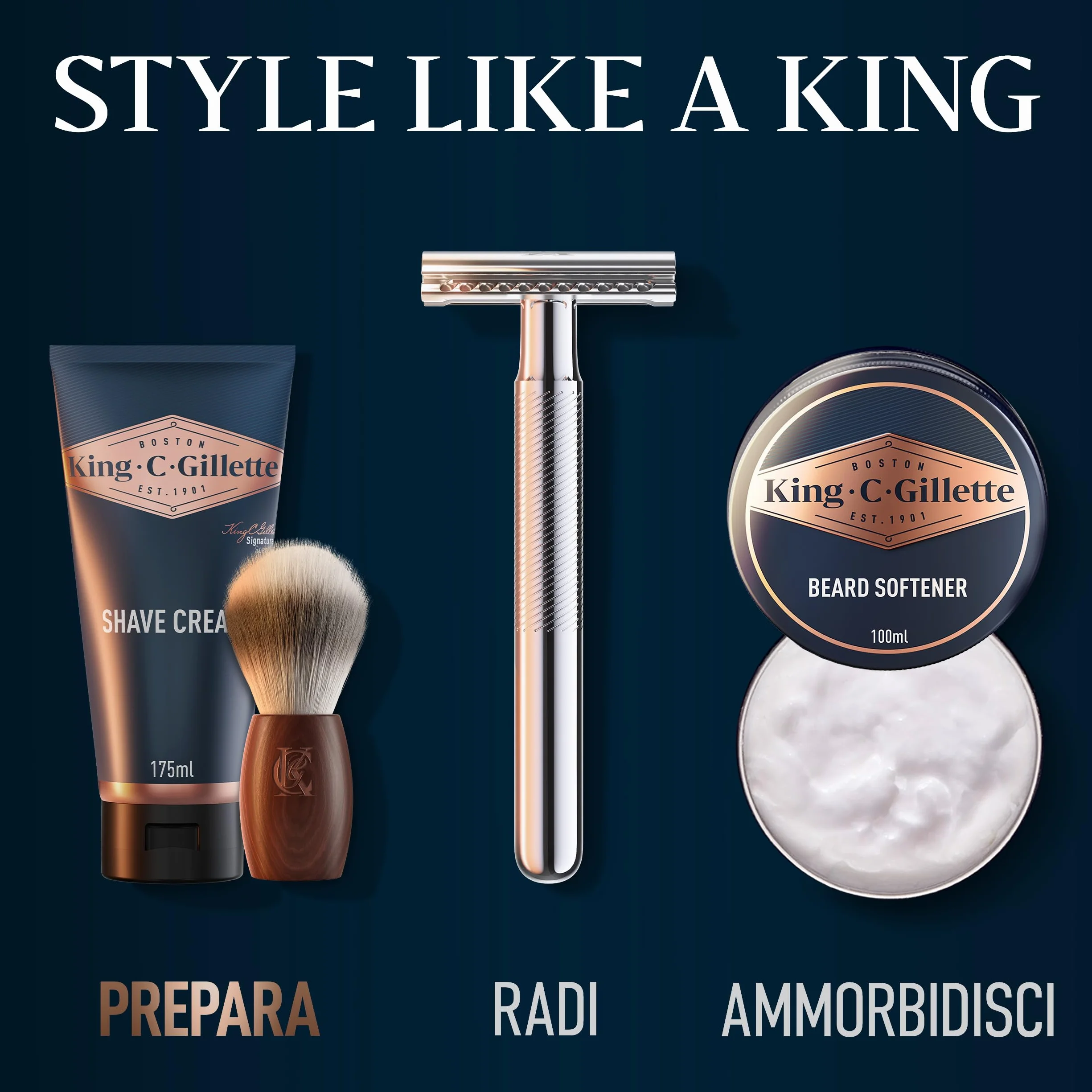 King C. Gillette Pennello da Barba, Cura della Barba, con Fibre Morbide e Manico in Legno, Esperienza di Rasatura Professionale, Idea Regalo Uomo