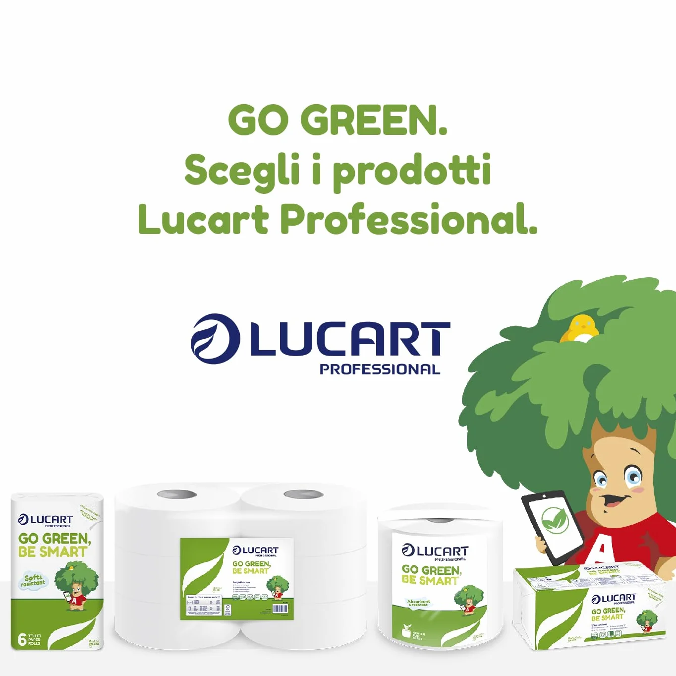 Lucart Professional Carta Igienica Ecologica 6 Rotoli Jumbo 2 Veli 100% Riciclata FSC Recycled Bianco