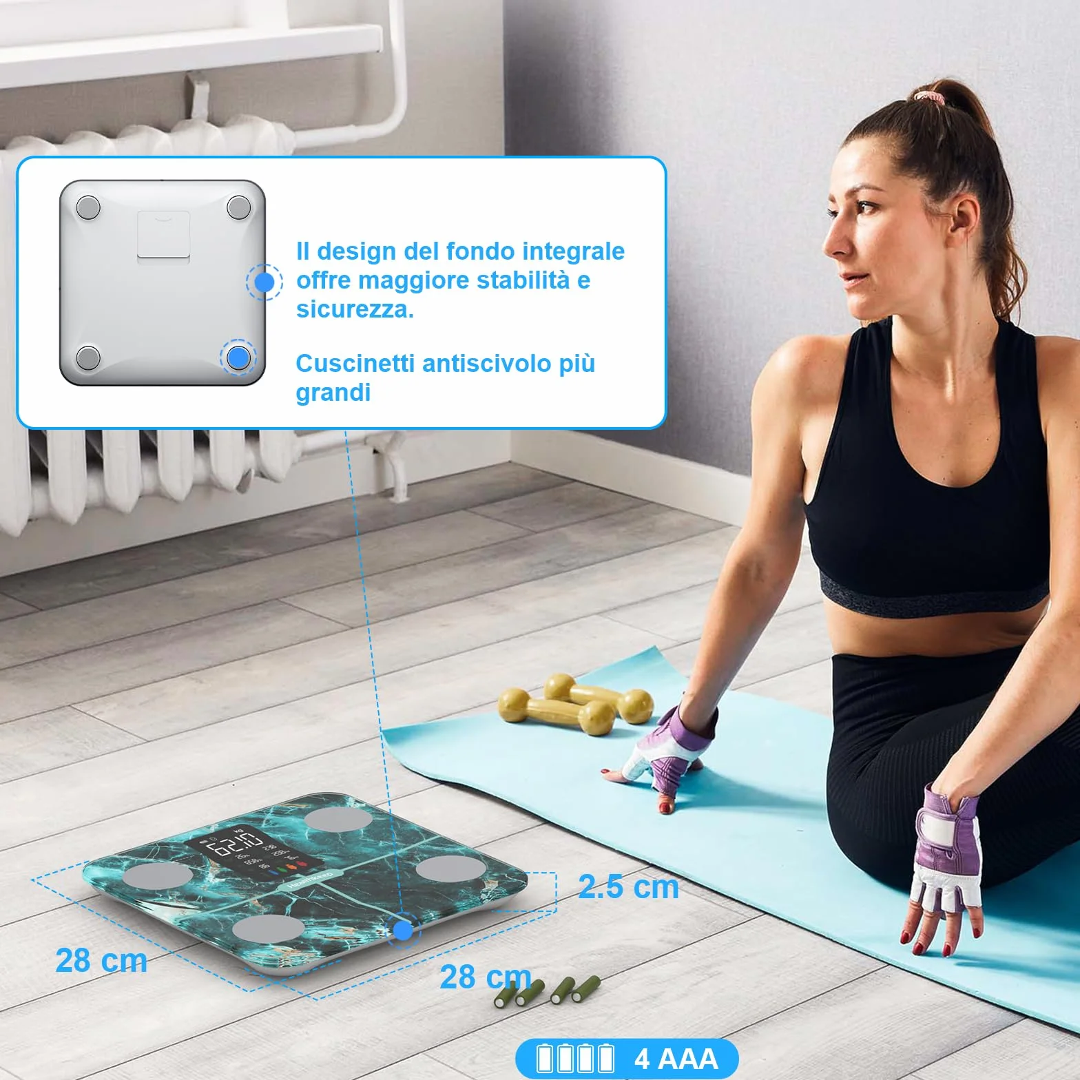 Healthkeep Bilancia Intelligente per Grasso Corporeo e Massa Muscolare, 15 Dati Corpo, APP, Display VA, Verde Iridescente
