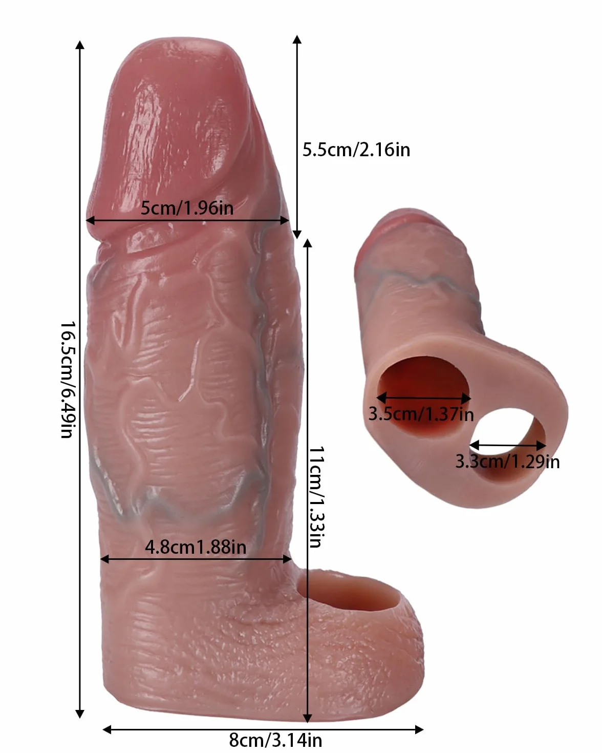 Guaina Fallica Realistico Estensore Allunga Prolunga Pene Uomo Sex Toys Sessuali 6.49IN