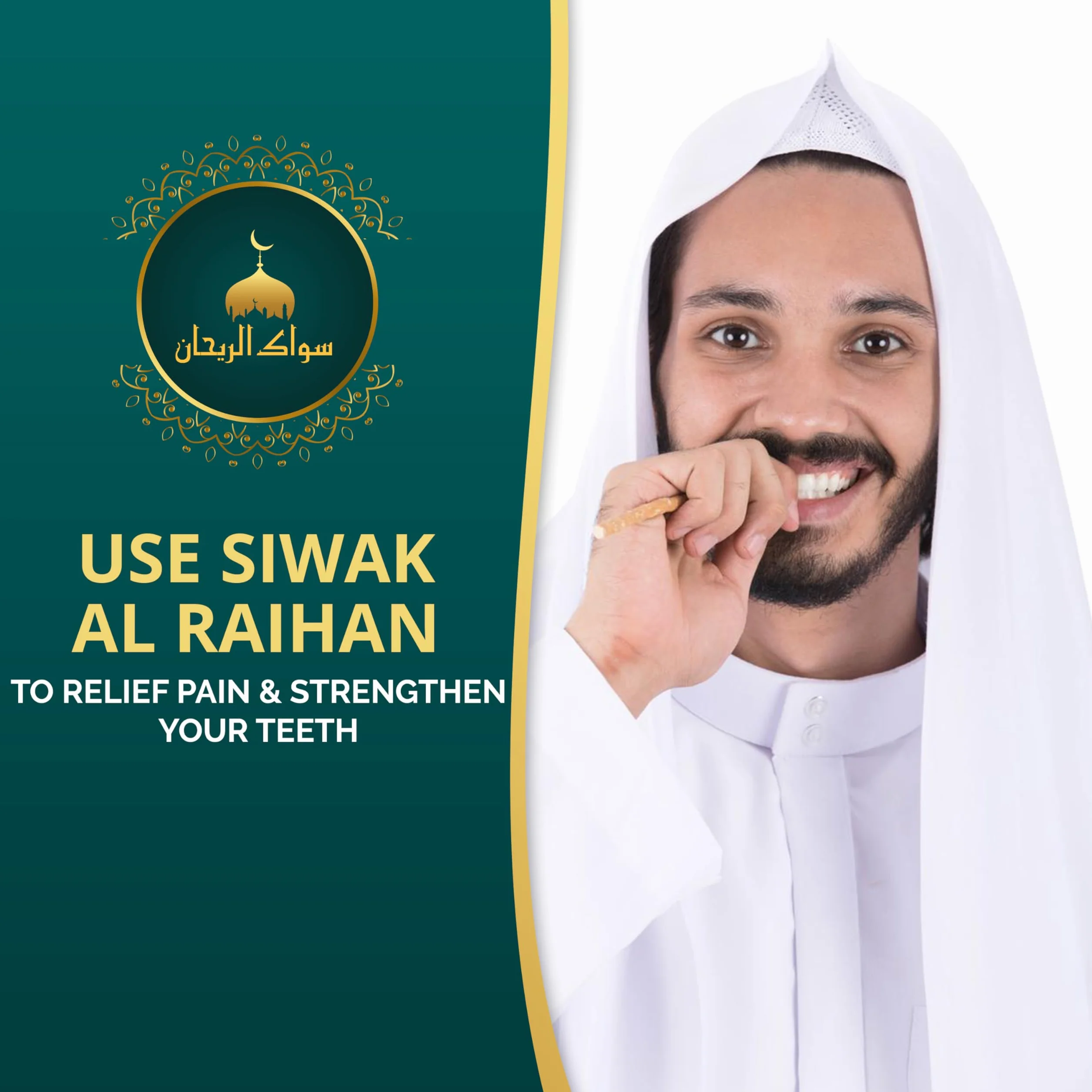 Miswak Bastoncini per la pulizia dei denti 5 pezzi con supporto - Spazzolino sigillato sapore naturale