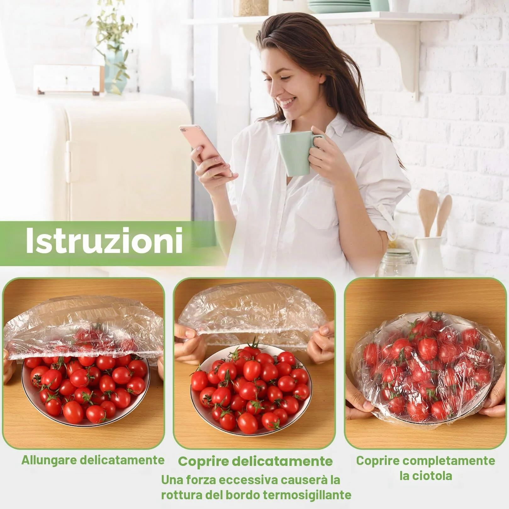 MAQIHAN 100pezzi Cuffie Copri Alimenti - Grande Pellicola per Alimenti Con Elastico Sacchetti Trasparenti Coprivivande Cuffie Coprire Cucina per Ciotola Lievitazione Pane Cuffie Capelli Doccia Monouso