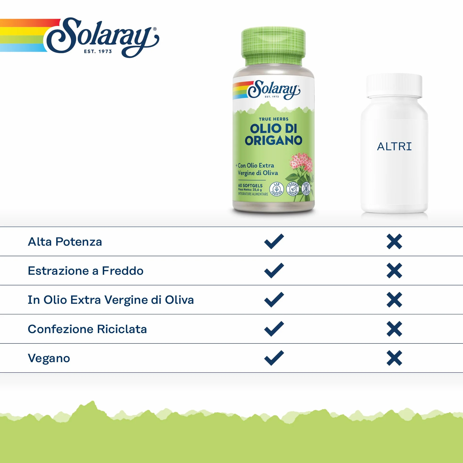 Solaray Olio di Origano 150mg 60 Capsule Softgel Vegane con Olio Extravergine d'Oliva - Fonte Naturale di Carvacrolo, Omega 3 e 6