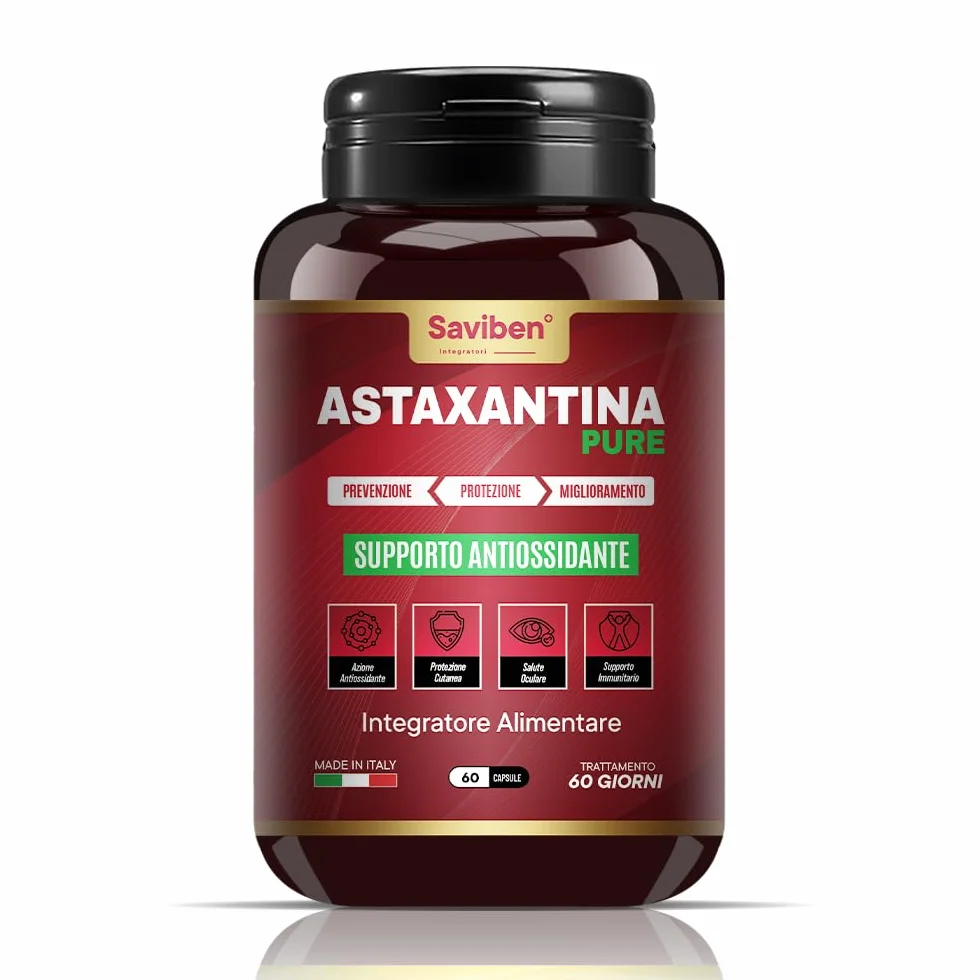 Astaxantina 8mg Capsule Antiossidante Naturale per Occhi Pelle Articolazioni Difese Immunitarie