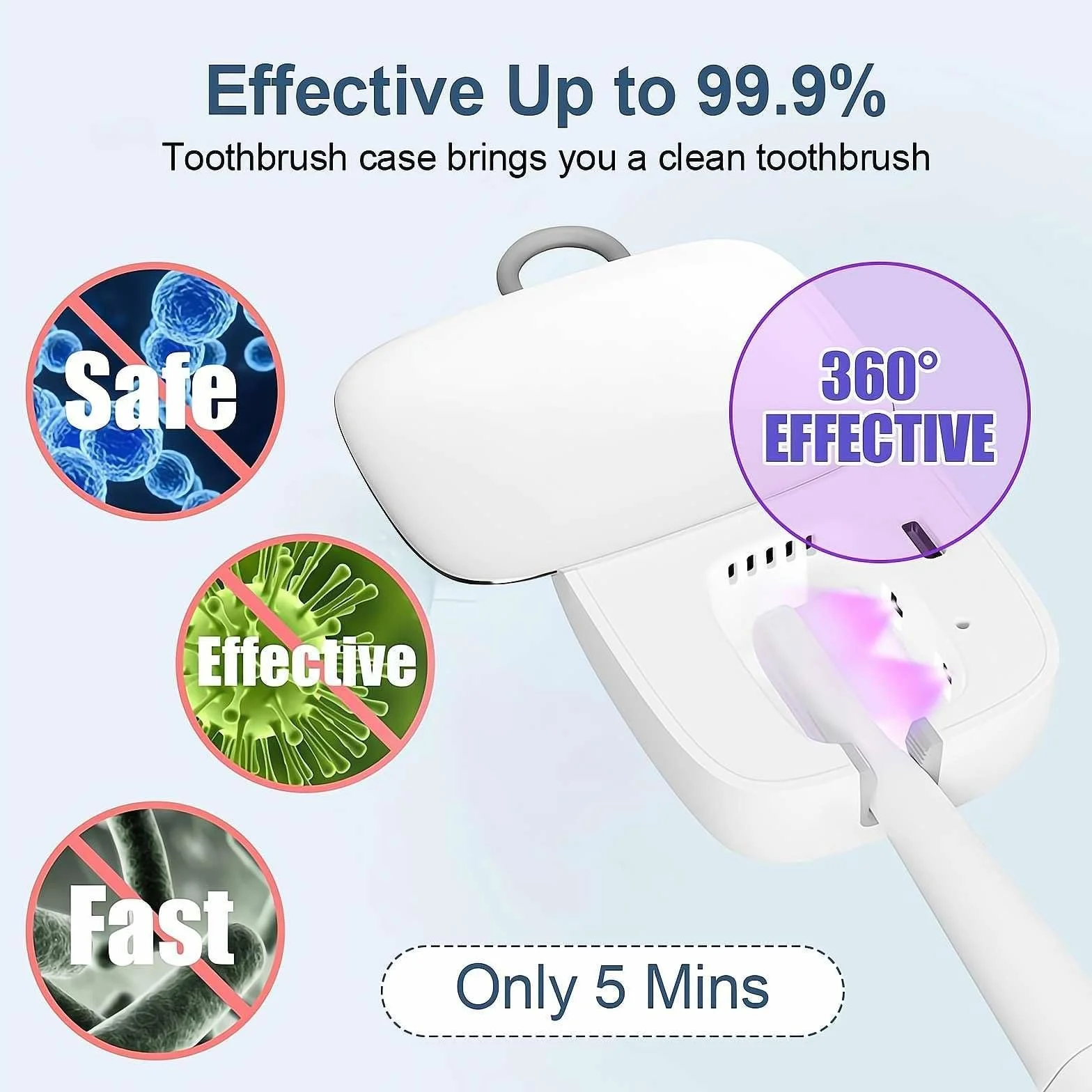 Spazzolino da denti disinfettante UV e con luce UV, sterilizzatore per spazzolino da denti, custodia, spazzolino da denti ricaricabile USB portatile, rosa