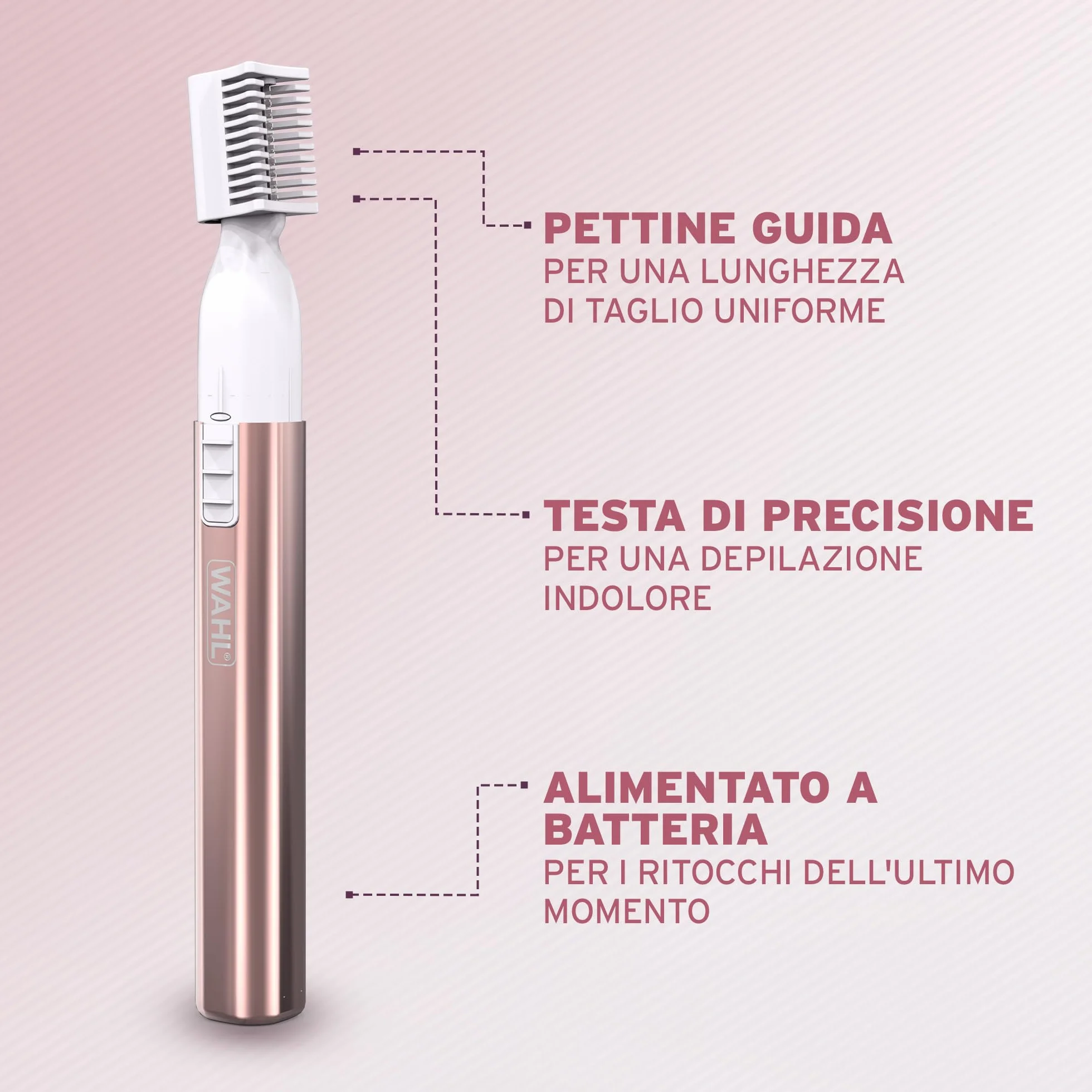 WAHL Ladies Precision Eyebrow Shaper, rifinitore per sopracciglia da donna, testina lavabile, rifinitore a batteria per donne, depilazione indolore, rifinitura di zone complesse