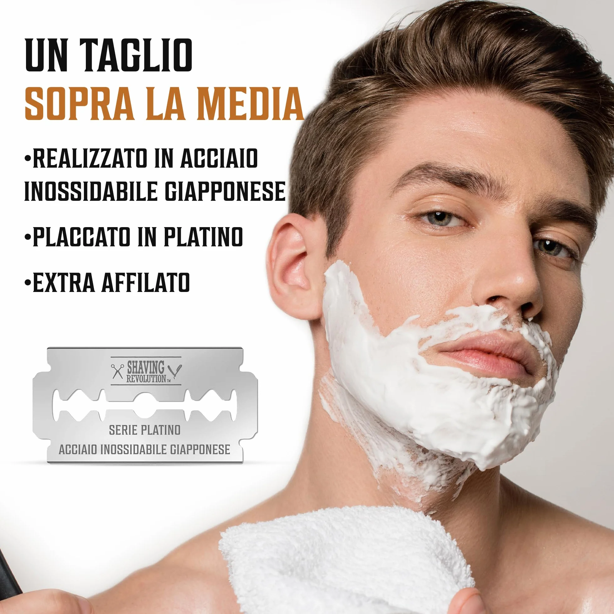Shaving Revolution - 50 Lame da Rasoio a Doppio Taglio - Sicurezza per la Rasatura Maschile in Acciaio Inox Giapponese al Platino per una Rasatura Liscia, Precisa e Pulita