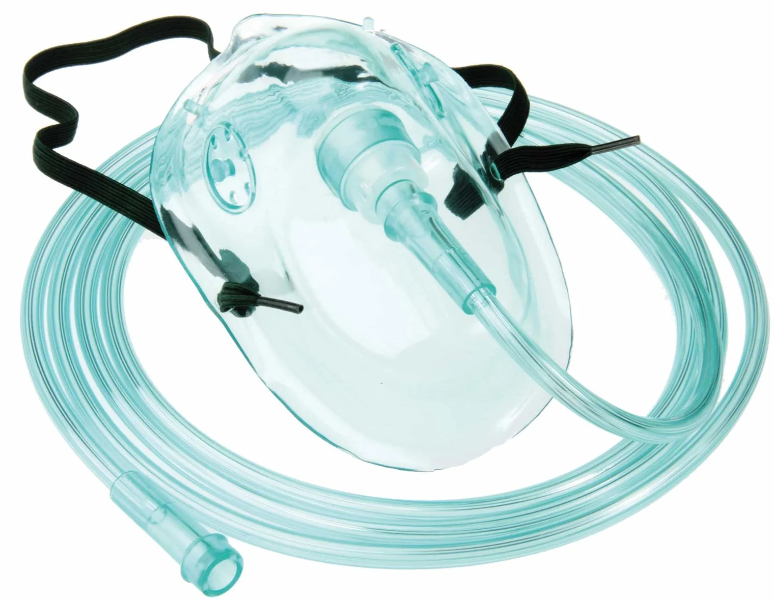 Tiga-Med Maschere di ossigeno per adulti 5 pezzi senza DEHP verde con tubo 210 cm maschera O2