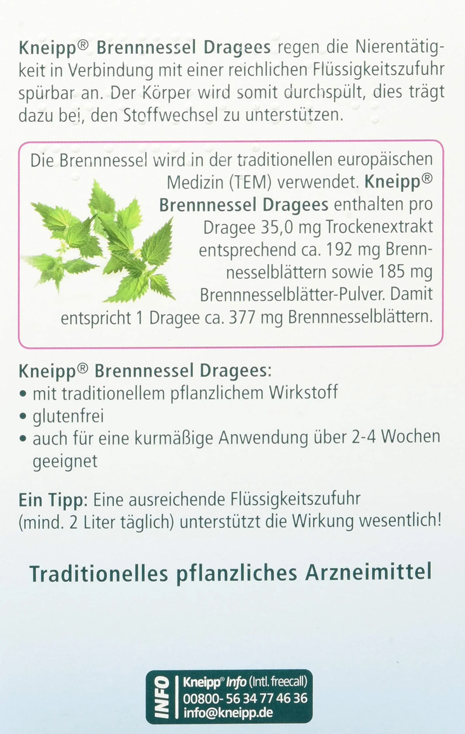 Kneipp Brennnessel Dragees 90 pz natürlich durchspülend
