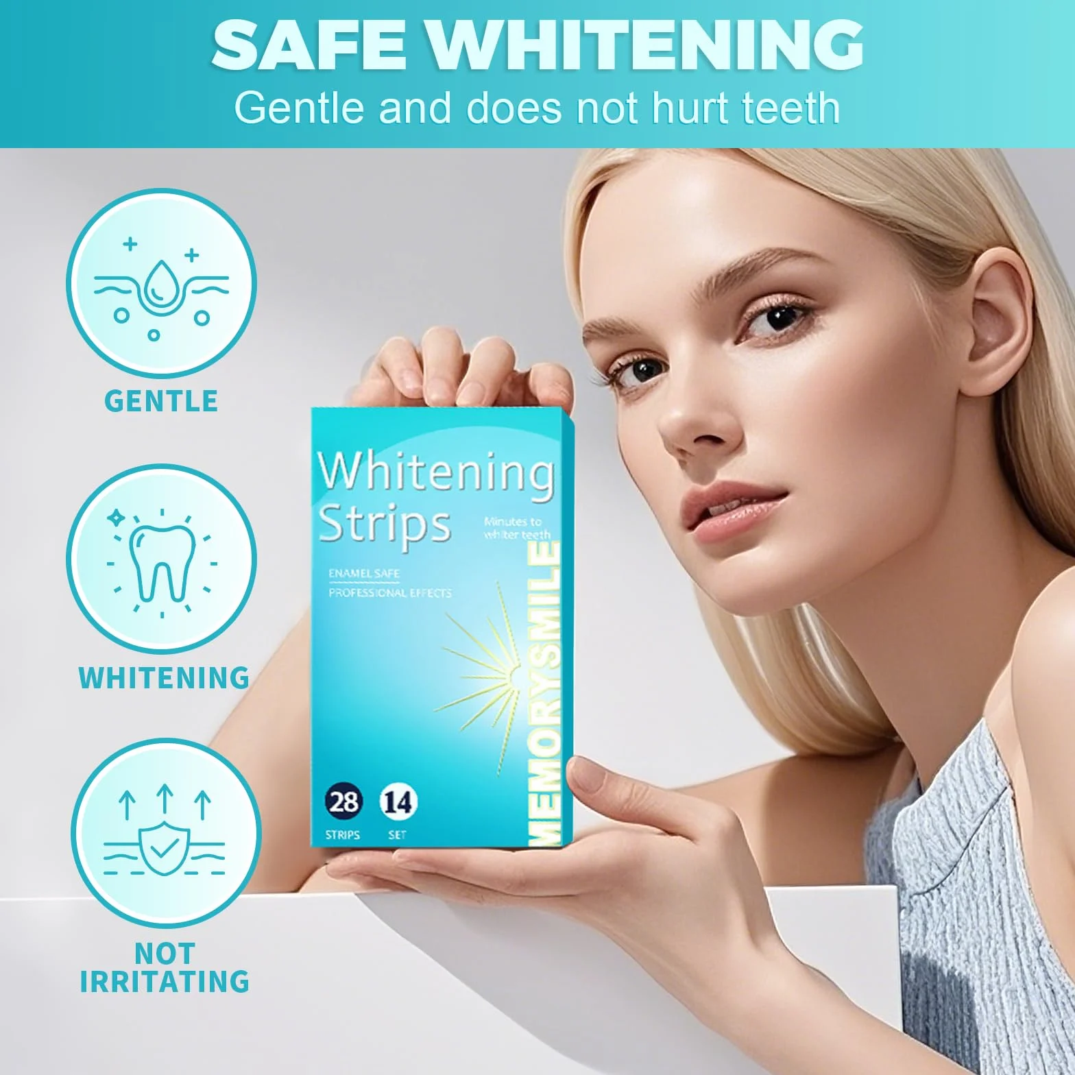 28 Strisce Sbiancanti Denti, Sbiancamento denti professionale, sbiancante denti Rimozione delicata delle macchie dentali, whitening strips Rimuove le Macchie Profonde Sicuro per Denti Smalto