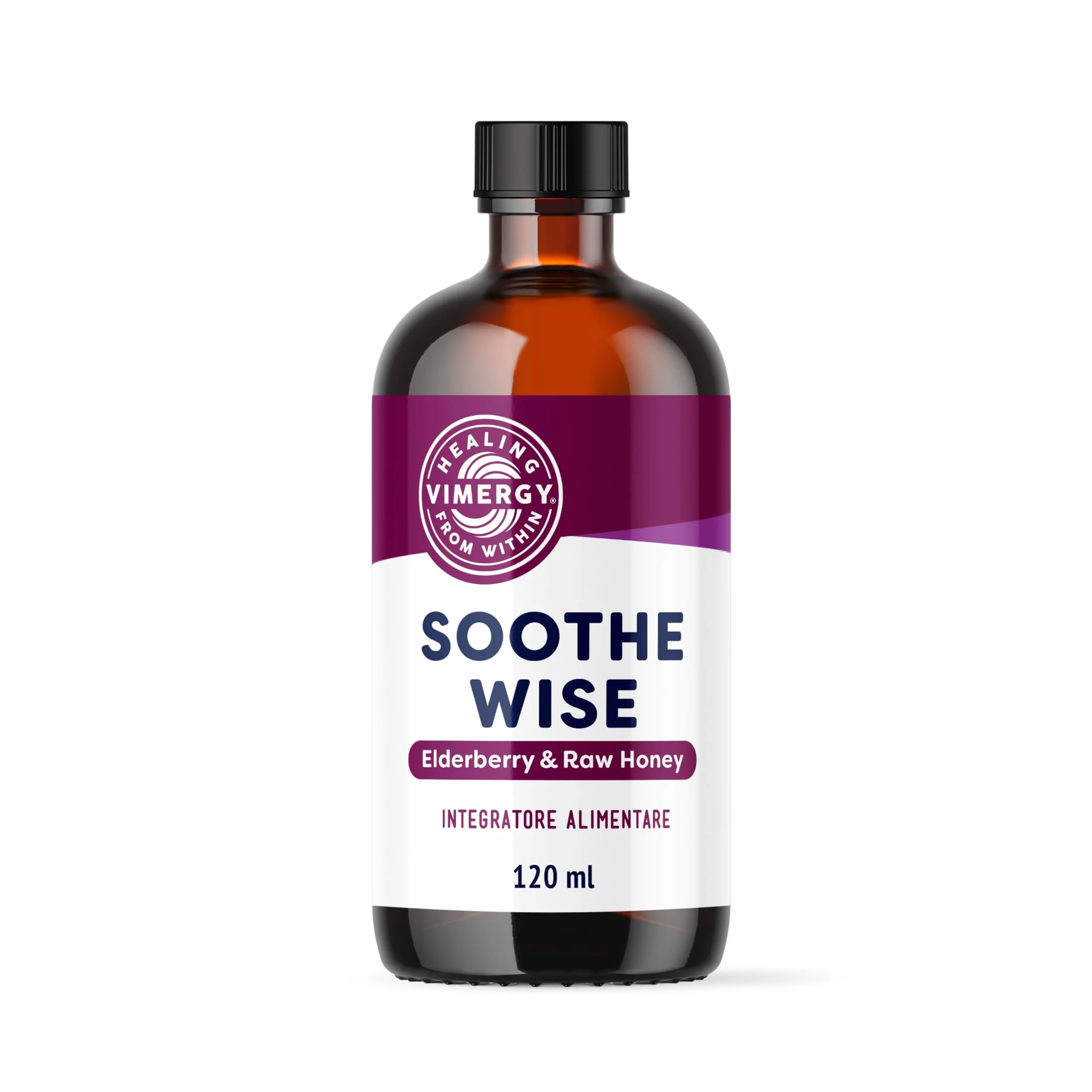 Vimergy Soothe Wise – Estratto di sambuco ad assorbimento rapido con formula a base di miele grezzo e biologico – Kosher (120 ml)
