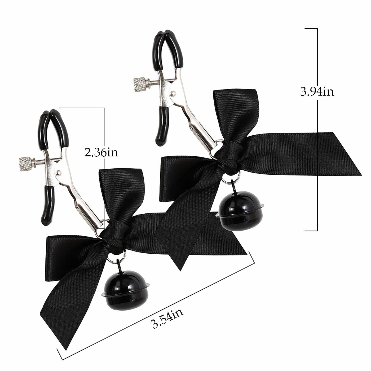 Pinze per Capezzoli Regolabili in Acciaio Inossidabile con Campanellini – Clip Decorativi a Forma di Fiocco, Accessori di Stimolazione con Pressione Regolabile per Donne e Coppie