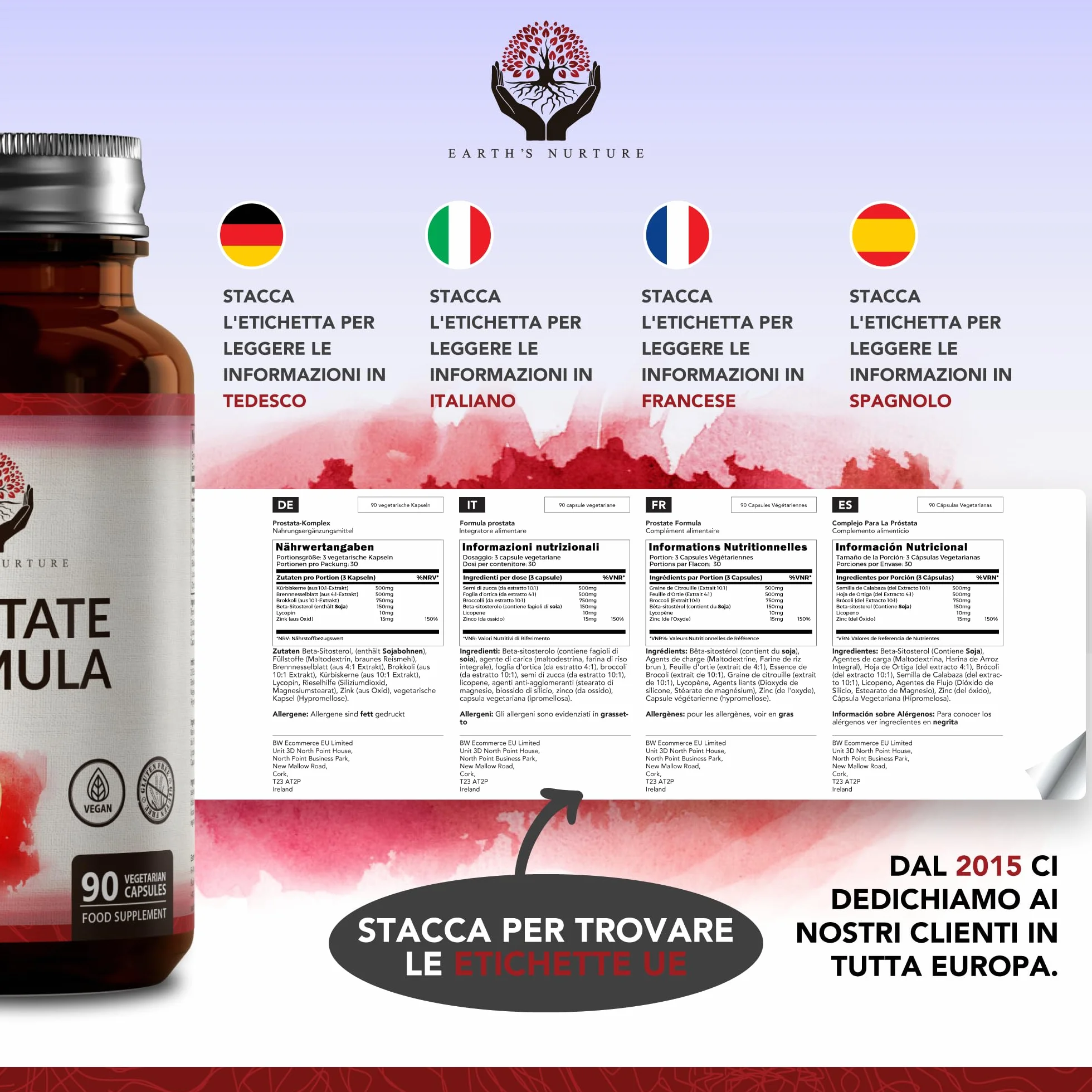 EN Prostata Integratore 90 Capsule Alto Dosaggio Licopene Zinco Non-OGM Senza Glutine