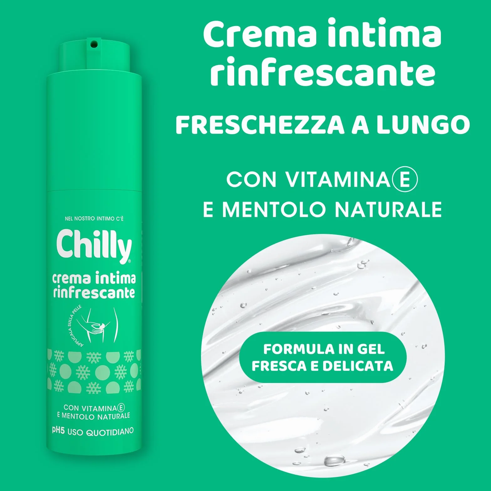 Chilly Crema Intima Rinfrescante con Vitamina E e Mentolo Naturale pH 5 50 ml