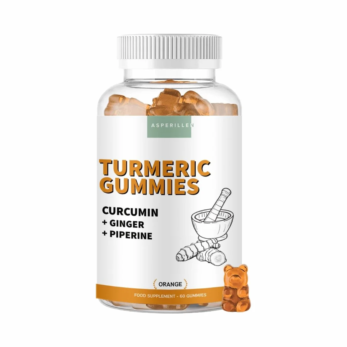 Turmeric Gummies con Curcuma, Zenzero e Pepe Nero - 60 Unità - Alto Dosaggio 80% Curcumina, 95% Piperina - Antinfiammatorio Naturale