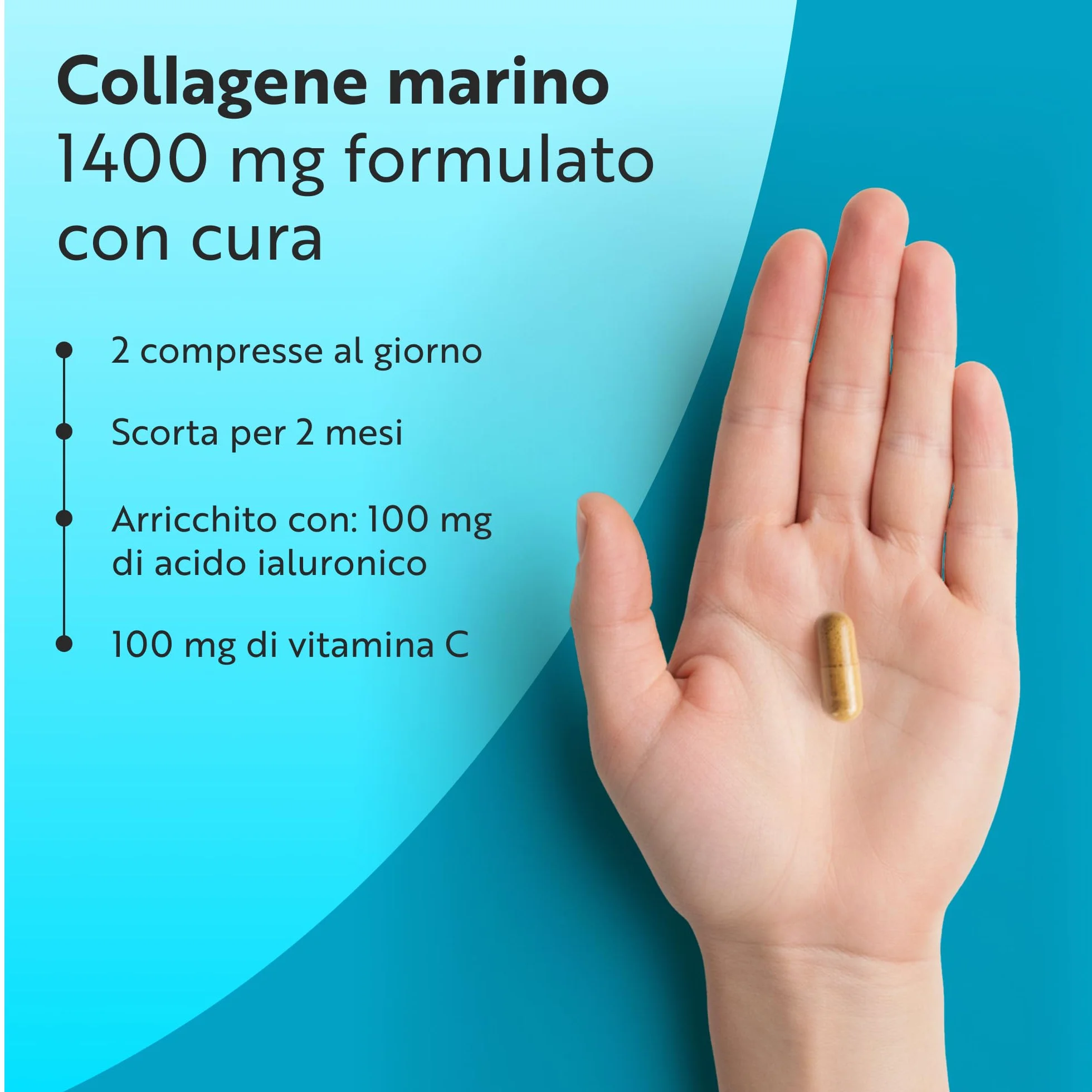 Nutravita Collagene Marino con Acido Ialuronico 1400mg - 120 Compresse - Integratore per Capelli, Pelle e Articolazioni