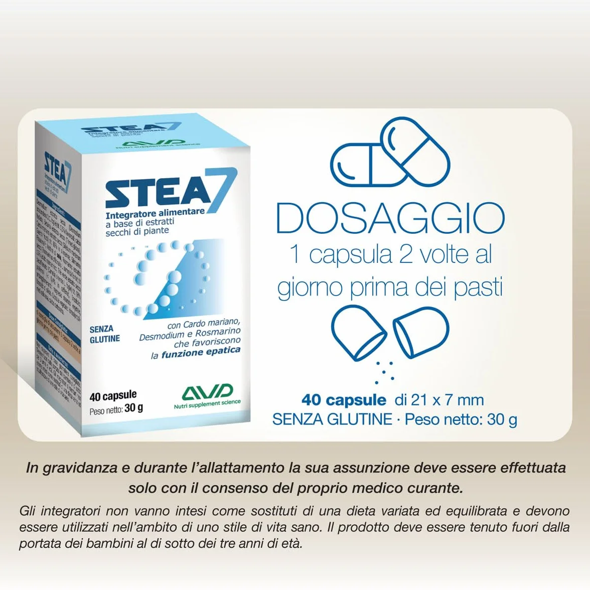 AVD REFORM Stea7 Integratore alimentare funzionalità epatica 40 capsule Prodotto in Italia