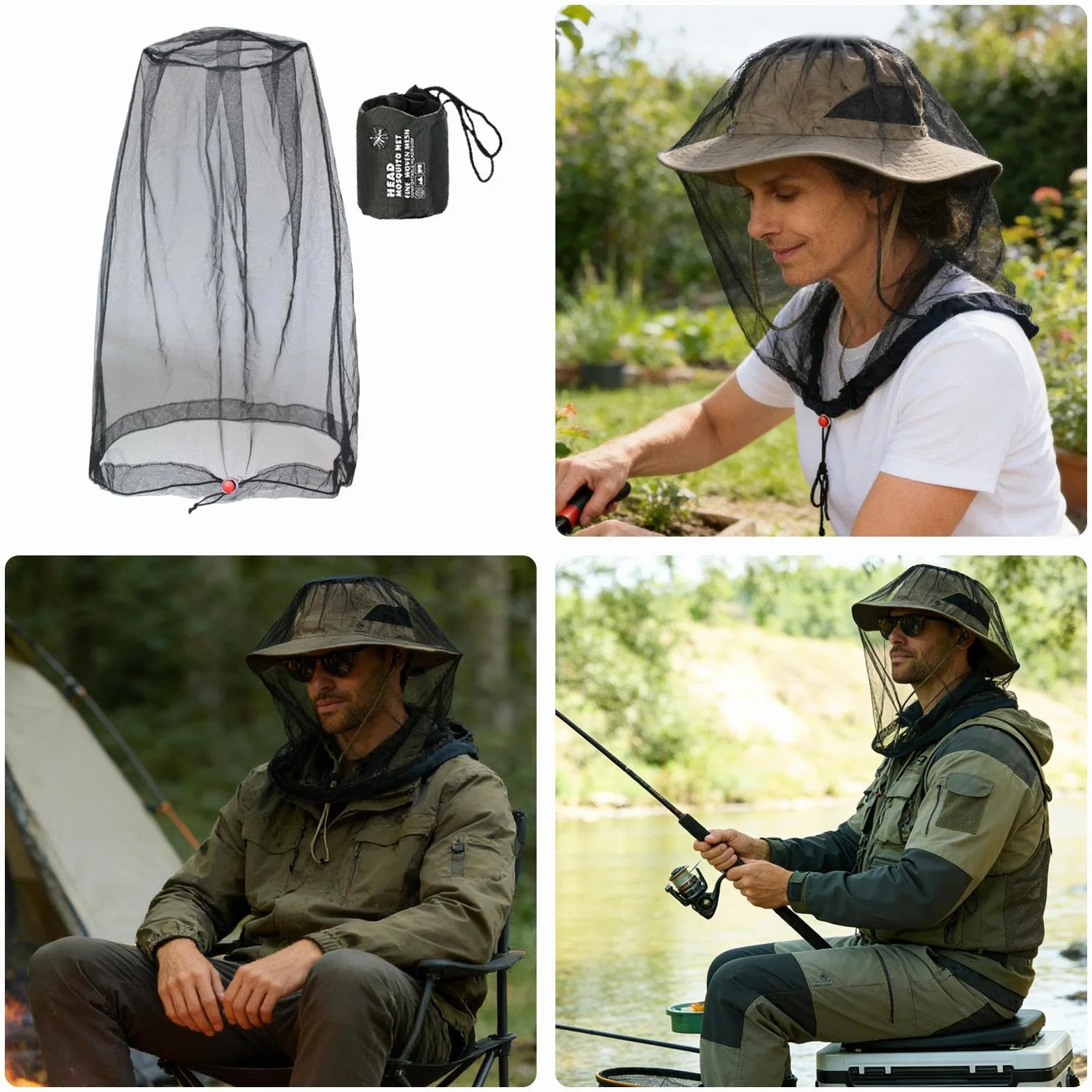 Coulisse traspirante fori sottili Fly Face Net protezione pesca campeggio escursionismo giardinaggio attività all'aperto