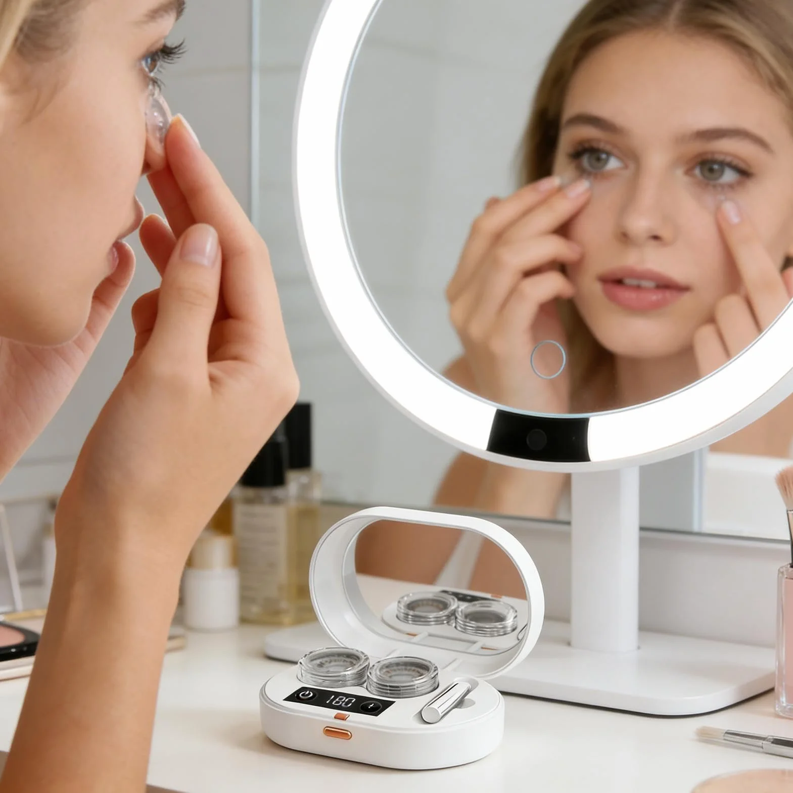 Macchina A Ultrasuoni Per Lenti A Contatto | Pulitore Ultrasonico Ricaricabile - Pulitore per Lenti Morbide,Per Donne E Adulti Uso Domestico E In Viaggio Cura Notturna