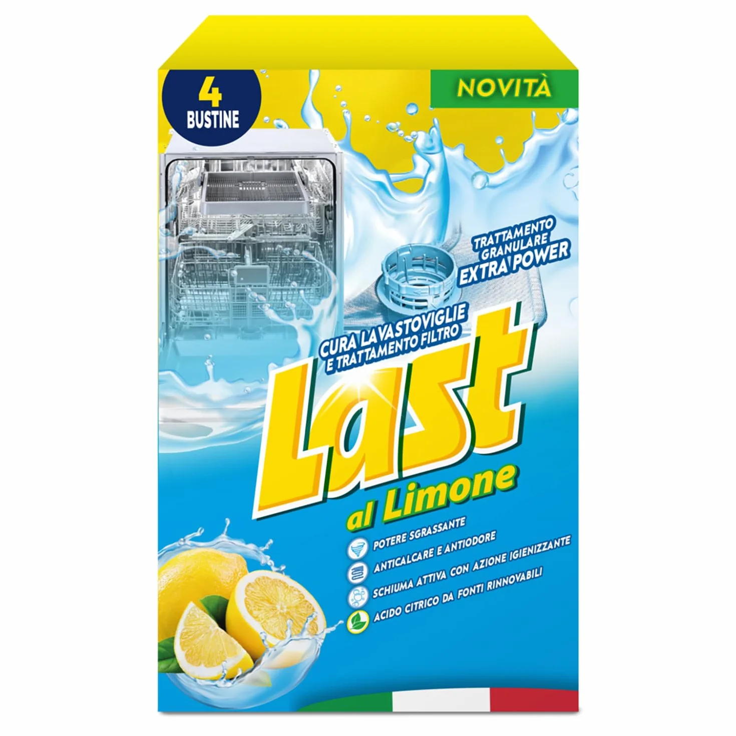 Last al Limone Cura Lavastoviglie Trattamento Granulare Extra Power Anticalcare - 4 Bustine
