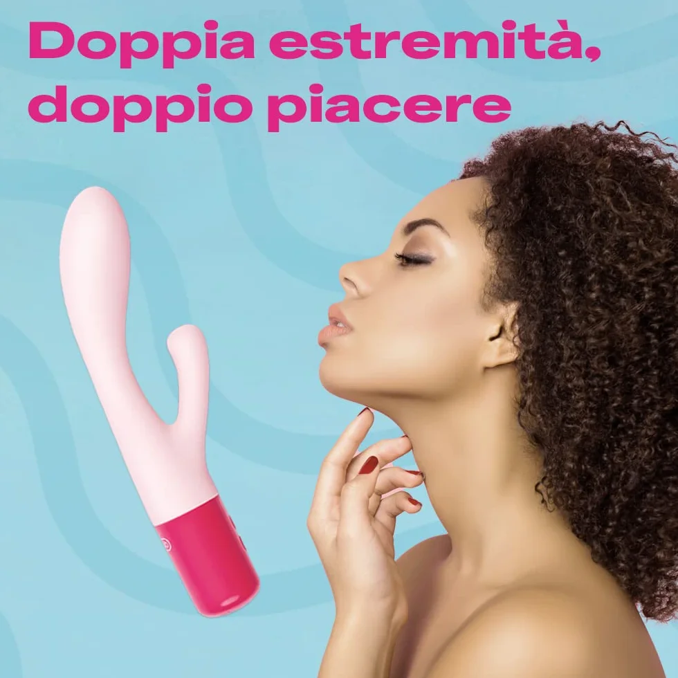 Durex Play Maxi Fun, Sex Toy, Massaggiatore Rabbit a Doppia Estremità, Vibratore per Stimolazione Combinata di Vagina e Clitoride, Waterproof