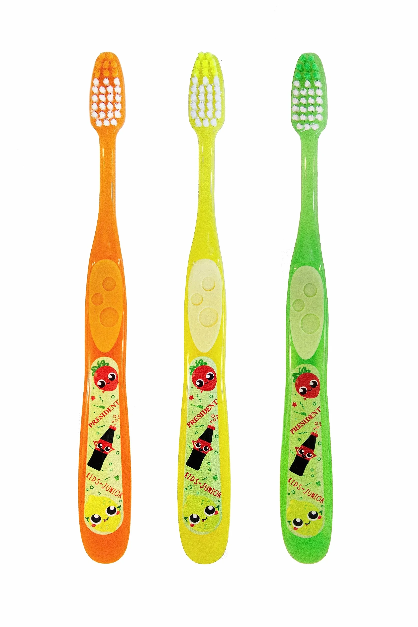 President 1 SPAZZOLINO KIDS JUNIOR BAMBINI 5-11 ANNI. Testina compatta, Setole con ciuffo a taglio scalare, punte arrotondate. Pulisce anche tra gli spazi interdentali. Un pezzo, colori assortiti