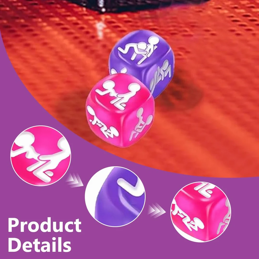 2 Pezzi Dado Sessuali Set, Giochi Erotici, Giochi Sessuali Hot per Coppia, Cubi Erotici Viola Orale E Rosa Sesso, 1.8Cm, Gioco Per Coppie Adulti Camera Da Letto