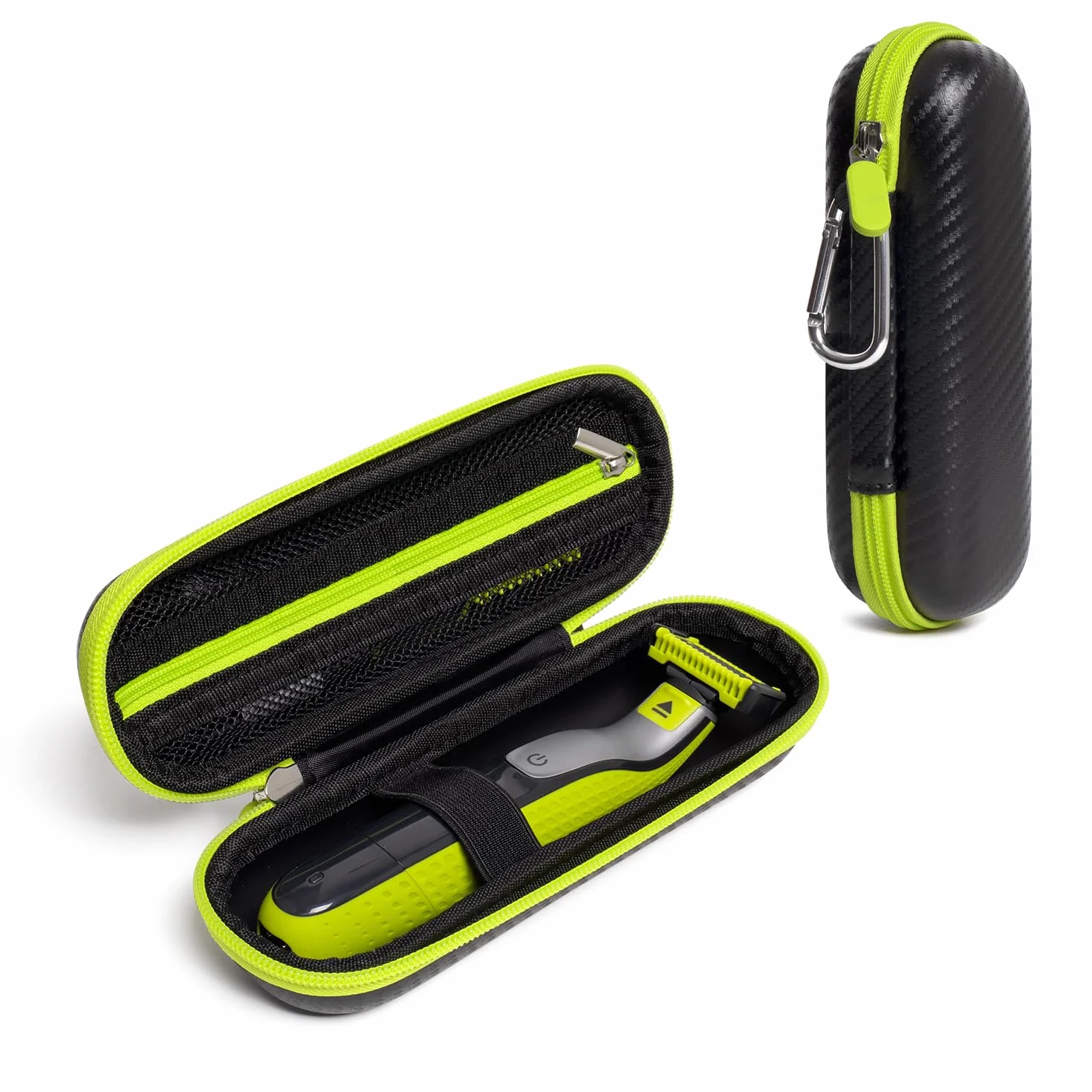 Nincha Custodia da Viaggio per Rifinitore e Rasoio Elettrico Ibrido adattata per Philips, Groomer per Viso + Corpo QP2724/90, QP2834/70, QP1924/70, QP6531/70, QP4631/90，Nero&Verde Lime
