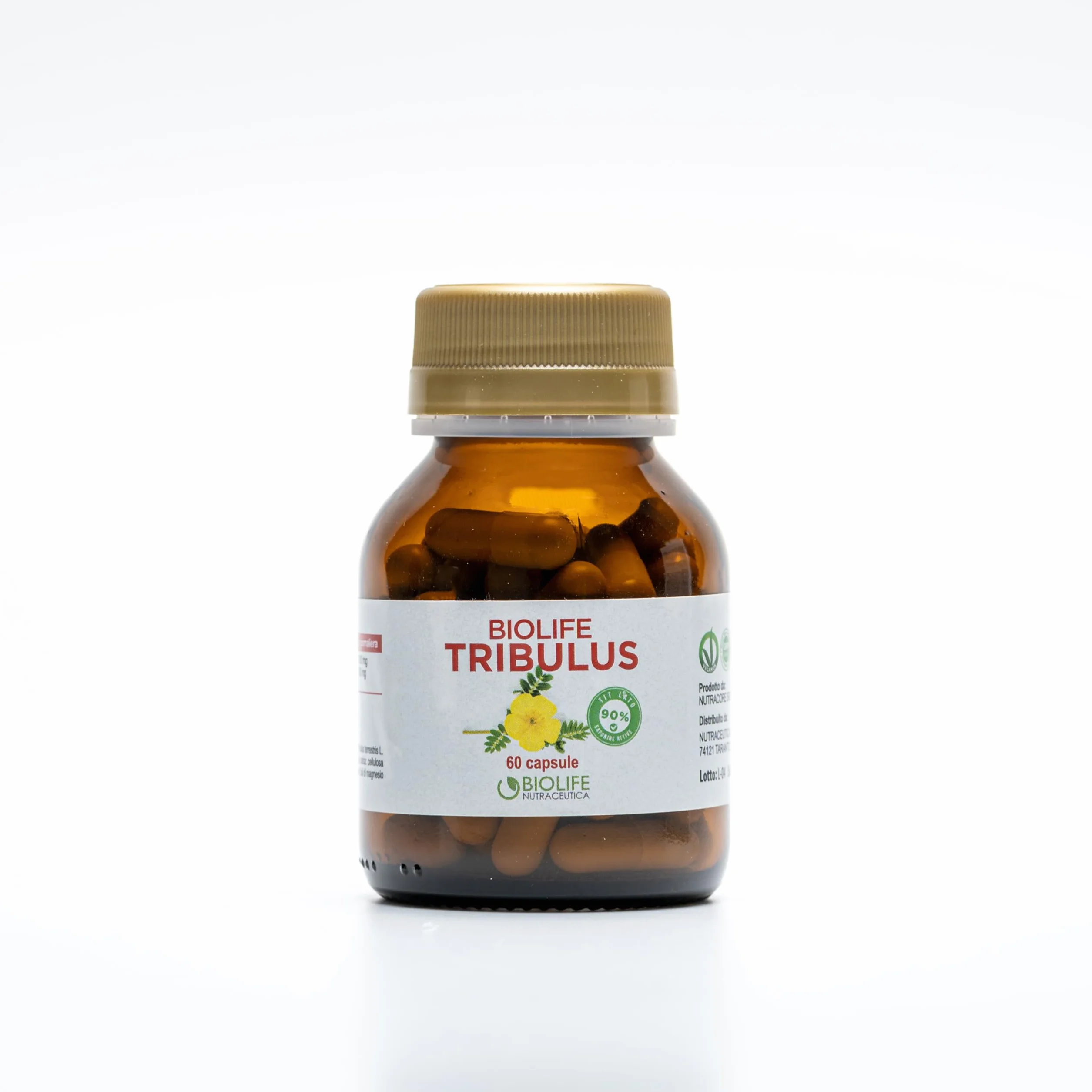 BIOLIFE Tribulus Terrestris 60 capsule 655 mg Titolato 90% Saponine Attive Prodotto Veganok integratore testosterone uomo