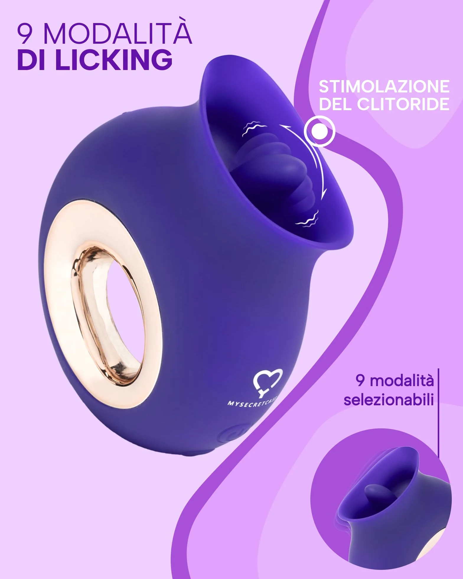 MySecretCase Vibratore Donna Clitoride, Stimolatore Clitoride Femminile, 9 Modalità, Impermeabile, USB
