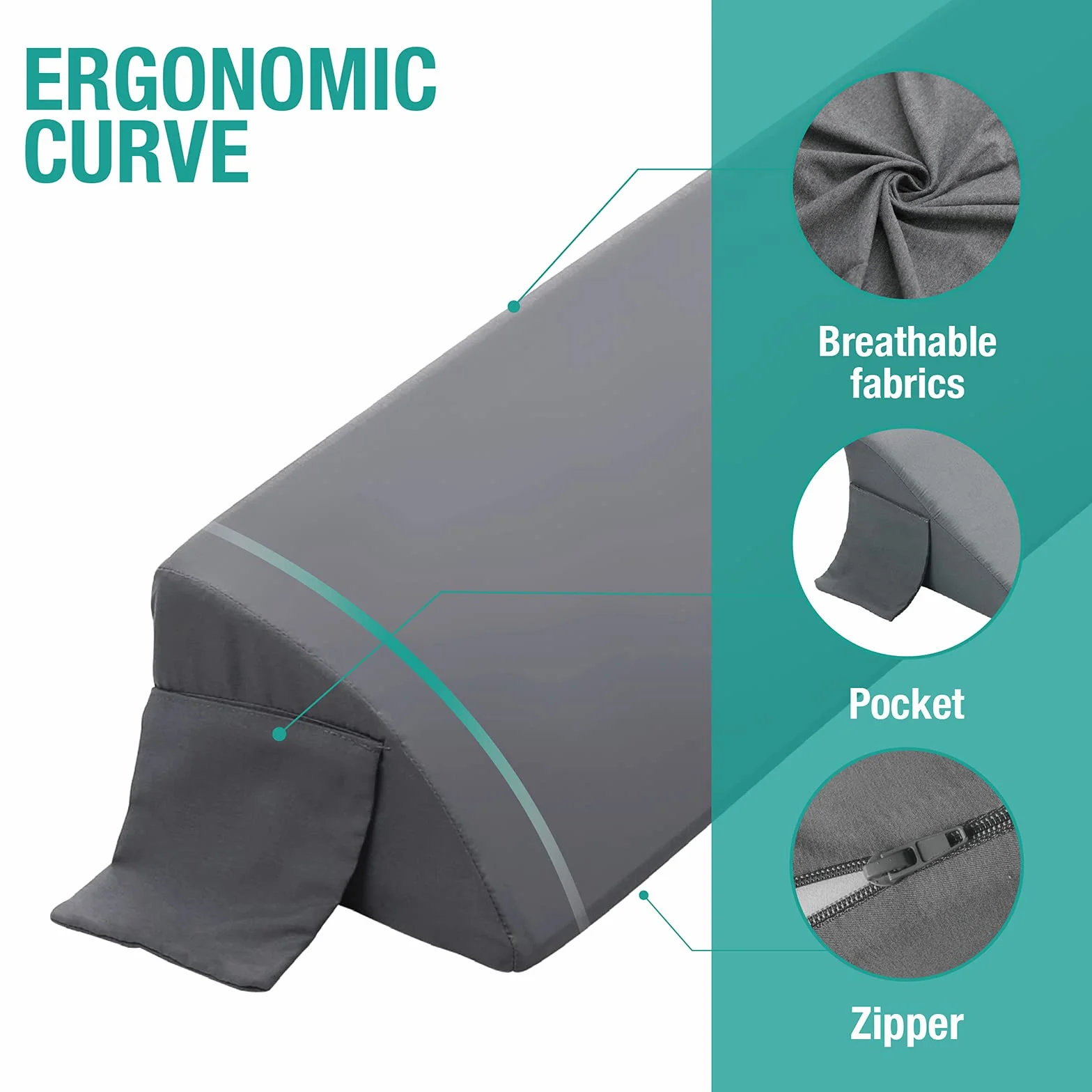 BIGGRAY-T Cuscino a cuneo per letto arcuato