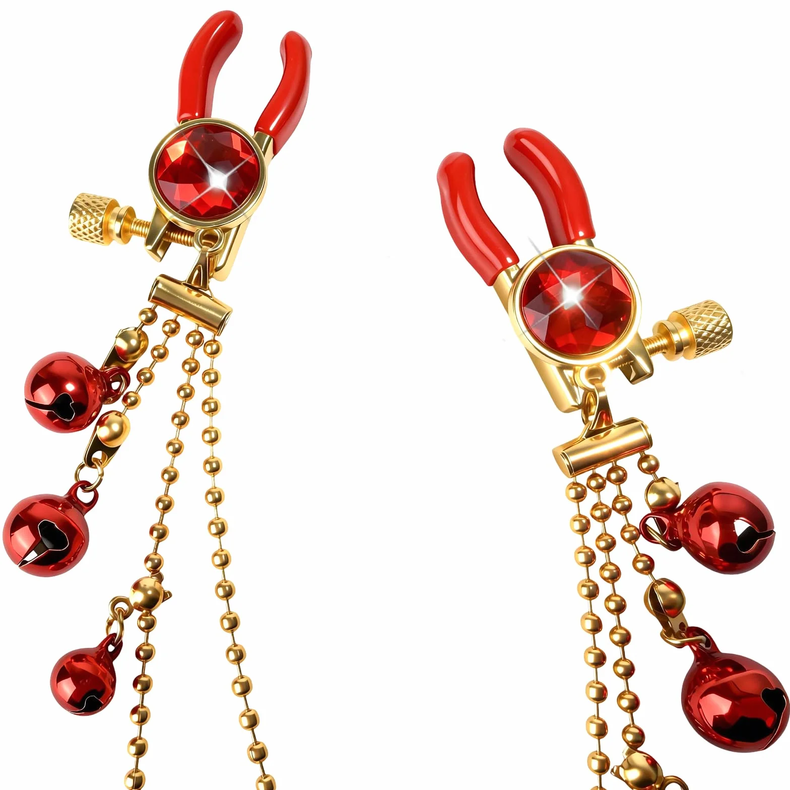 Morsetti per Capezzoli con Catena Pinze Capezzoli Regolabili Clip per Capezzolis Clip Pinza per Clitoride Giocattoli Capezzolis Stimolatori del Seno Femminile Massaggiatori al Seno Donna, Rosso