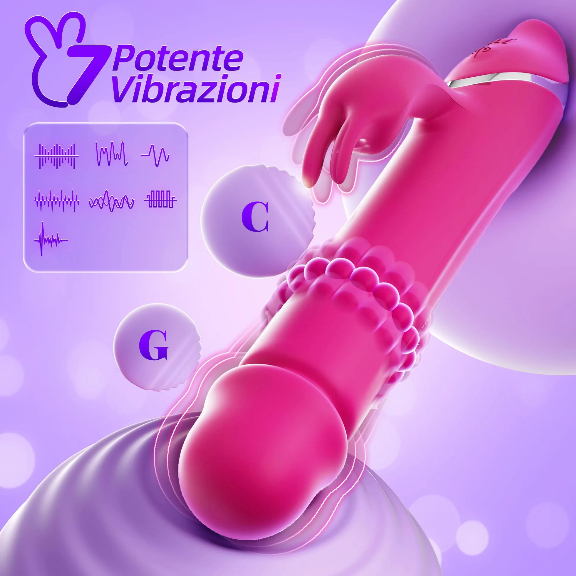Sex Toys Dildo Vibratoreper donna, 3 In 1 Stimolatore Clitorideo Femminile Vibratori Punto G Squirting 7+7 Vibratore Rabbit Rolling Modalità, Dildo Realistico Anale Sex Toy Plug Analesex Toys Uomo