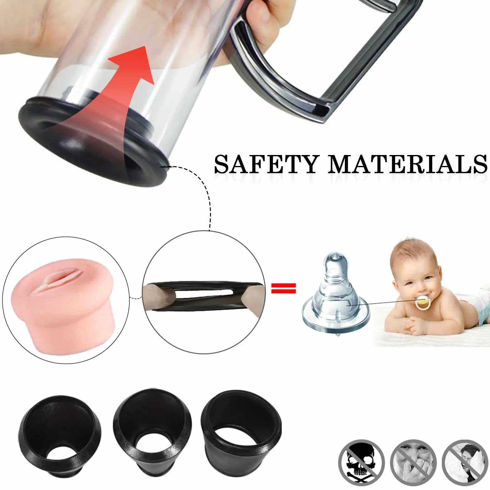 BDSMLOVE pompa per pene con vagina, pompa a vuoto per uomini, masturvatore per uomo, vacuum device estensore per uomo per l'ingrandimento del pene, masturbatore sexy toys