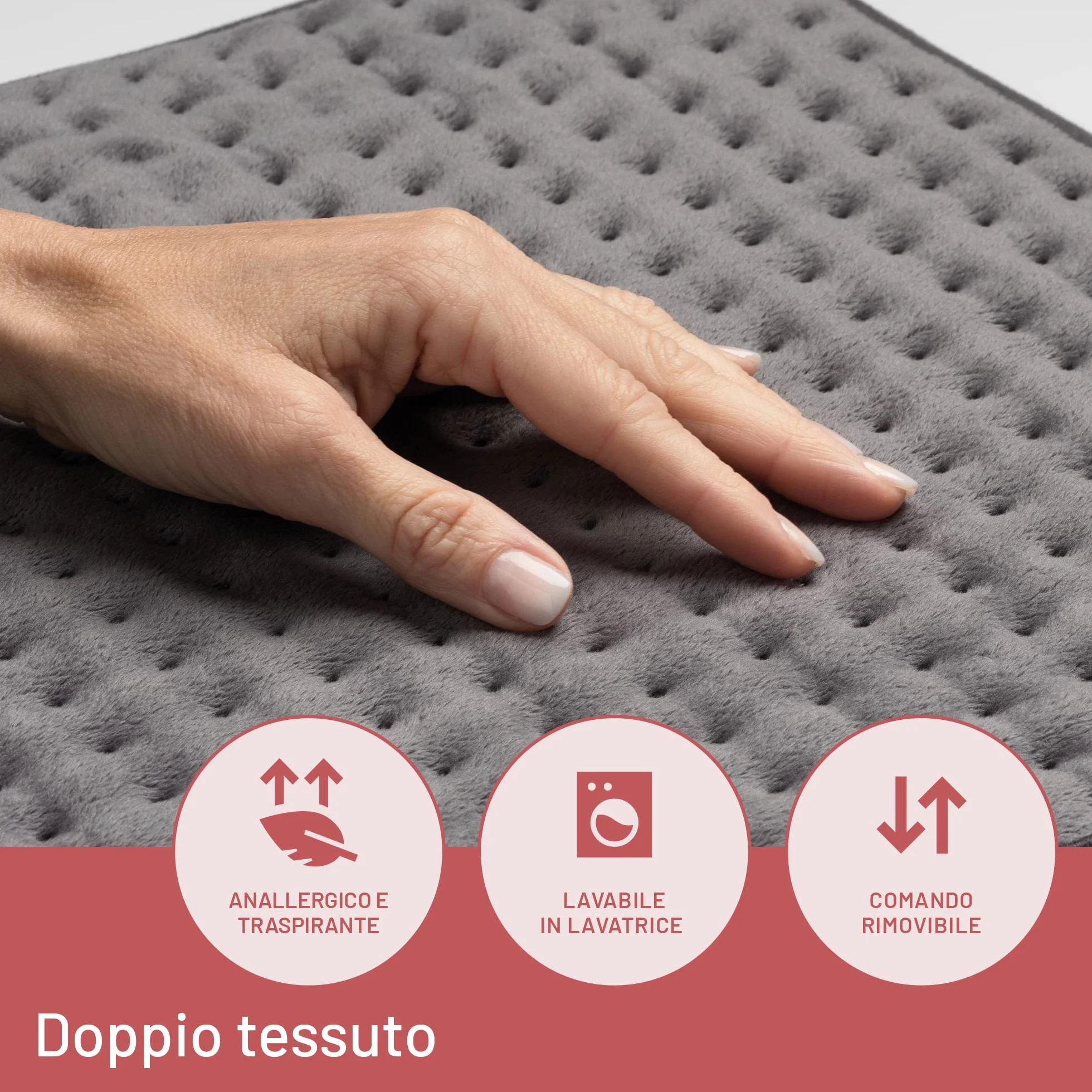 Imetec Intellisense Essential, Termoforo Multiuso, Cuscino Termico, 40x35 cm, Tessuto Anallergico, 5 temperature, Electro Block di sicurezza, Lavabile in lavatrice