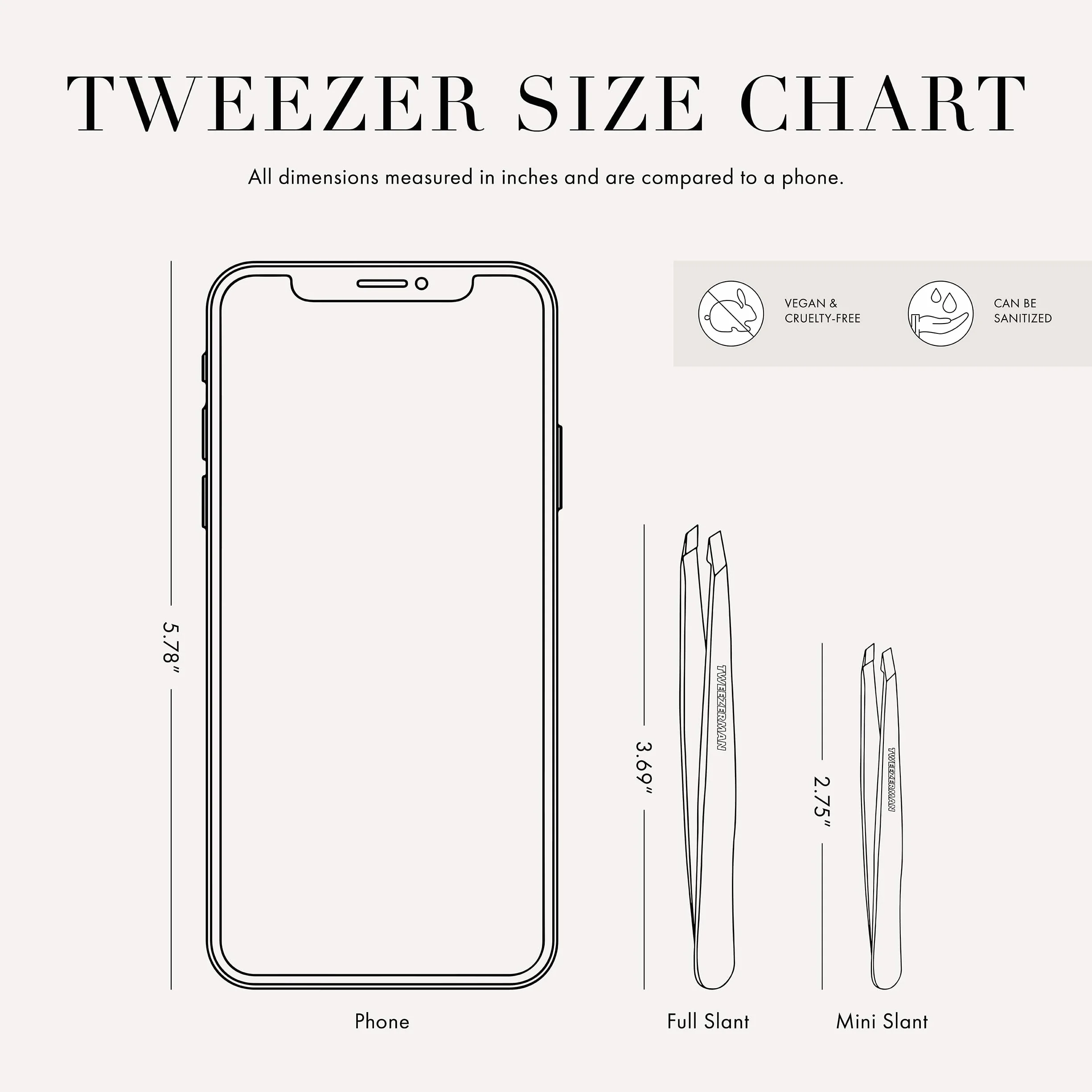 TWEEZERMAN Pinzetta (punte di precisione inclinate affilate a mano, qualità professionale, ergonomica, per sopracciglia, acciaio inox)