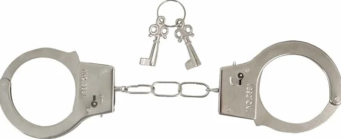 Manette in Metallo con Chiave | Accessorio per Travestimento per Adulti Poliziotti e Ladri | Accessorio per Costumi | San Valentino Carnevale Halloween