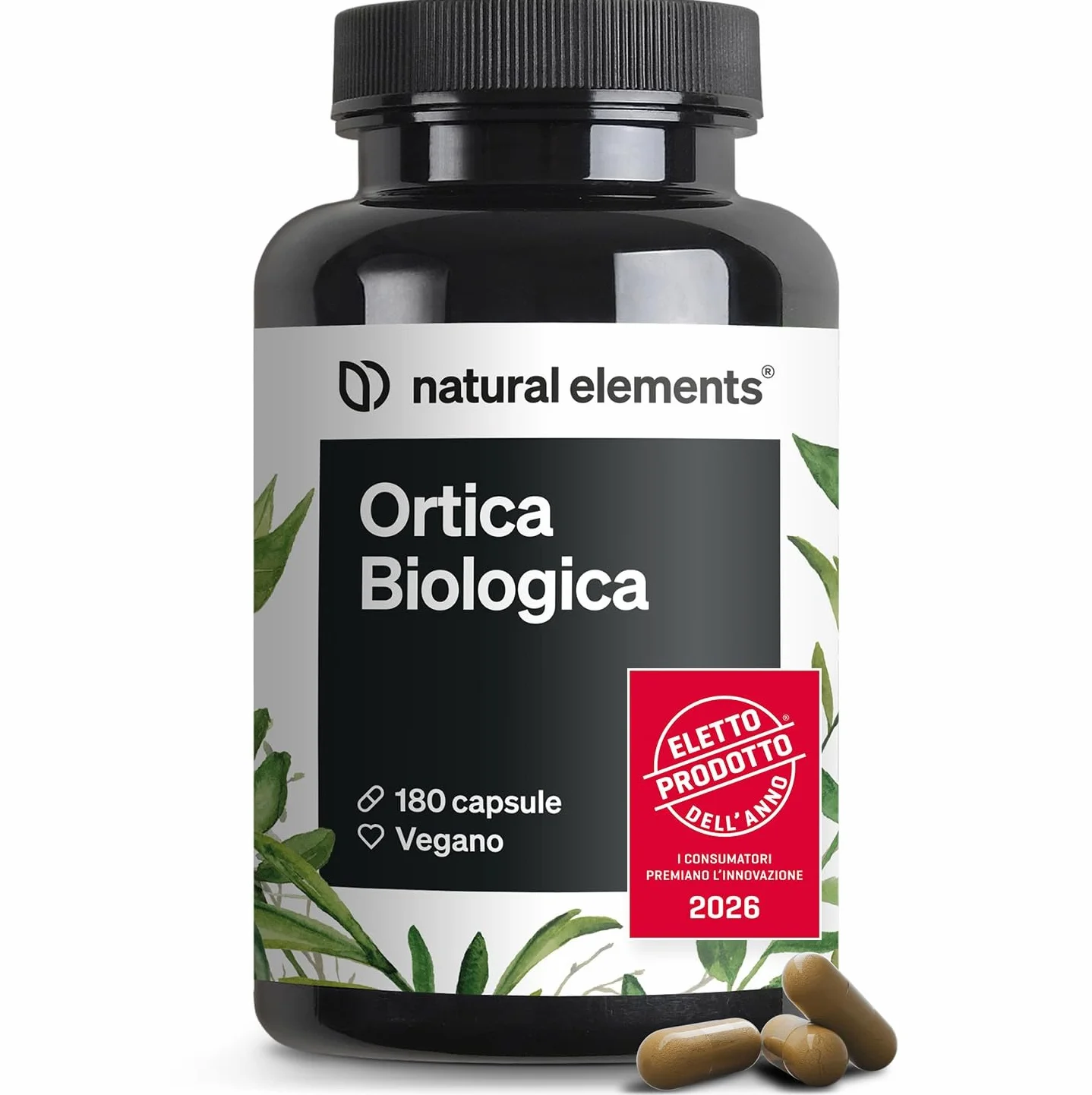 Ortica Biologica 180 capsule estratto di foglie di ortica 10:1 vegano ad alto dosaggio