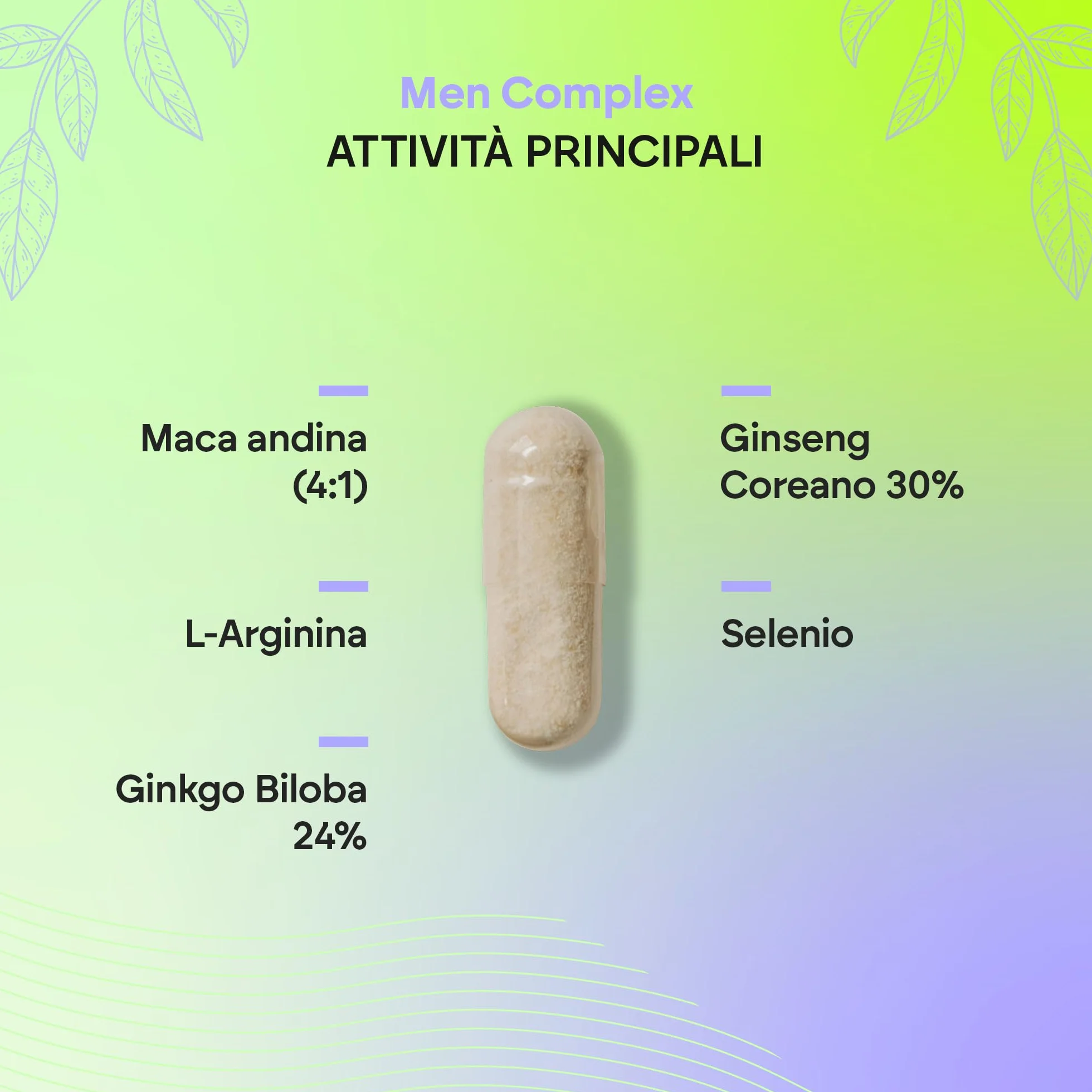 Vitamine TESTO Uomo - Potenza 4:1 Maca 500mg - Ginseng + Ginkgo Biloba + Tribulus Terrestris, L'Arginina - Men Complex 90 Capsule Nutralie
