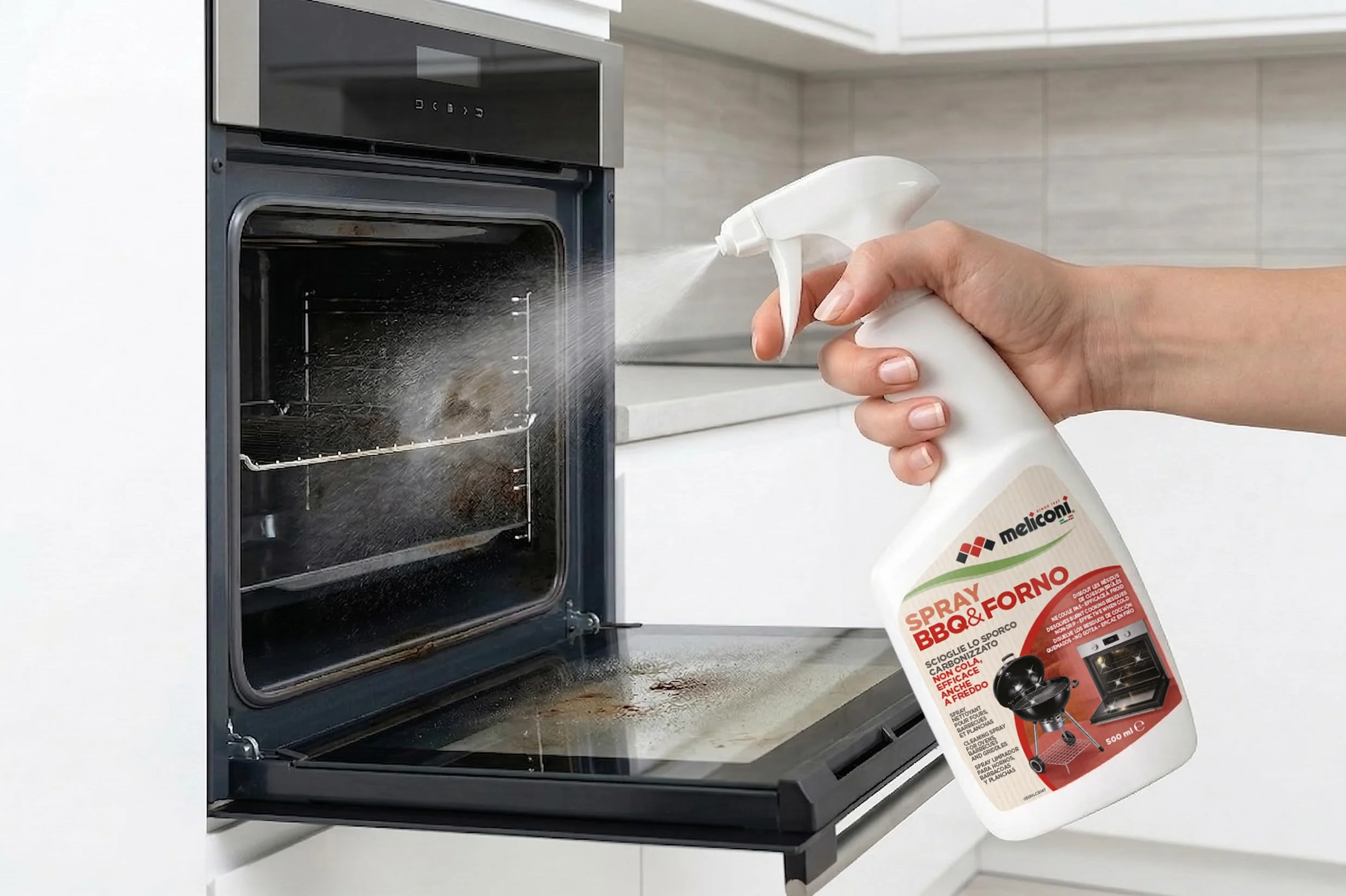 Meliconi Spray Forno e BBQ 500 ml Detergente Sgrassante Schiumogeno
